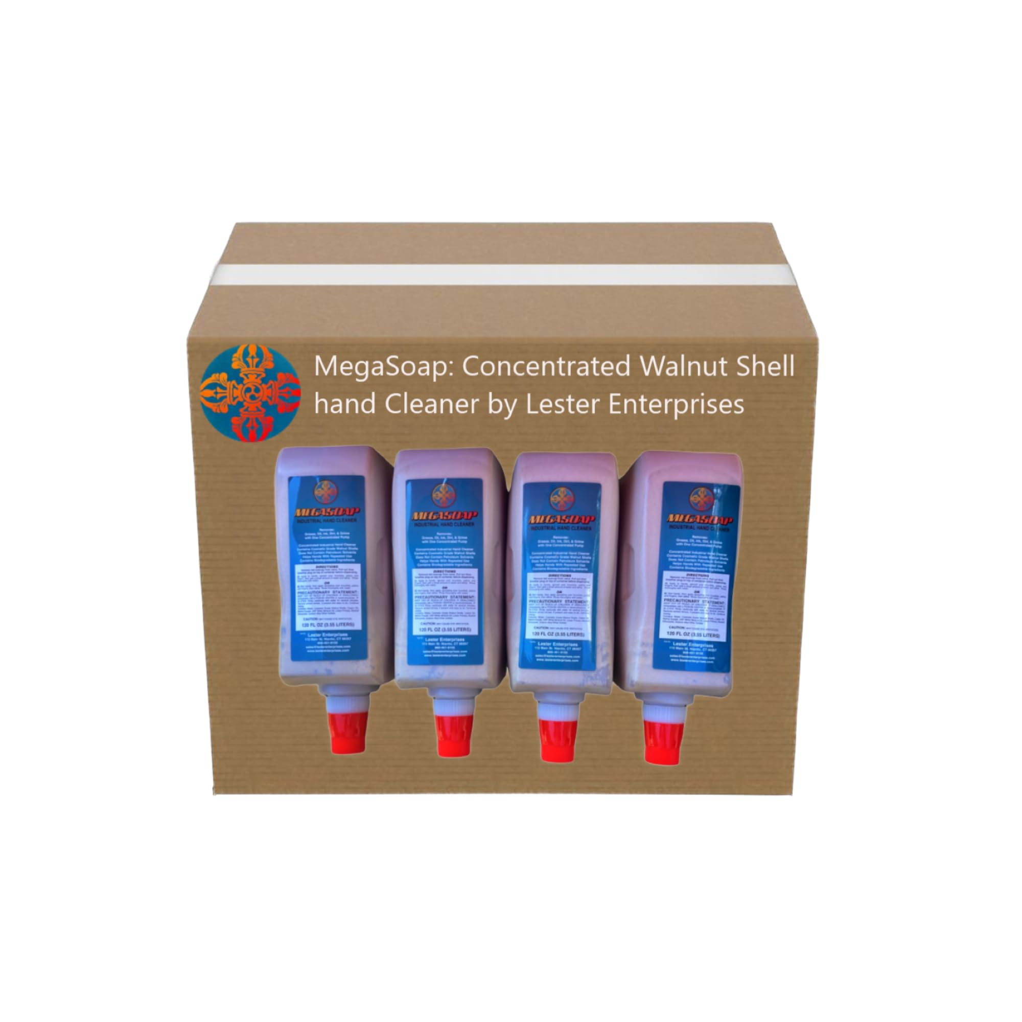 Industrial Strength Walnut Shell Hand Cleaner - Deep Cleans & Heals Chapped Hands (4-Pack, 120oz Jugs) | Ideal for Mechanics, Construction Workers & Auto Repair Shops