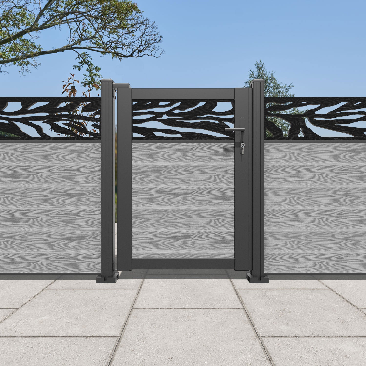 Classic Malawi Pedestrian Gate - Light Grey Steel Walkway Entry Door for Home, Garden & Backyard Security | Durable & Stylish Outdoor Fence Gate