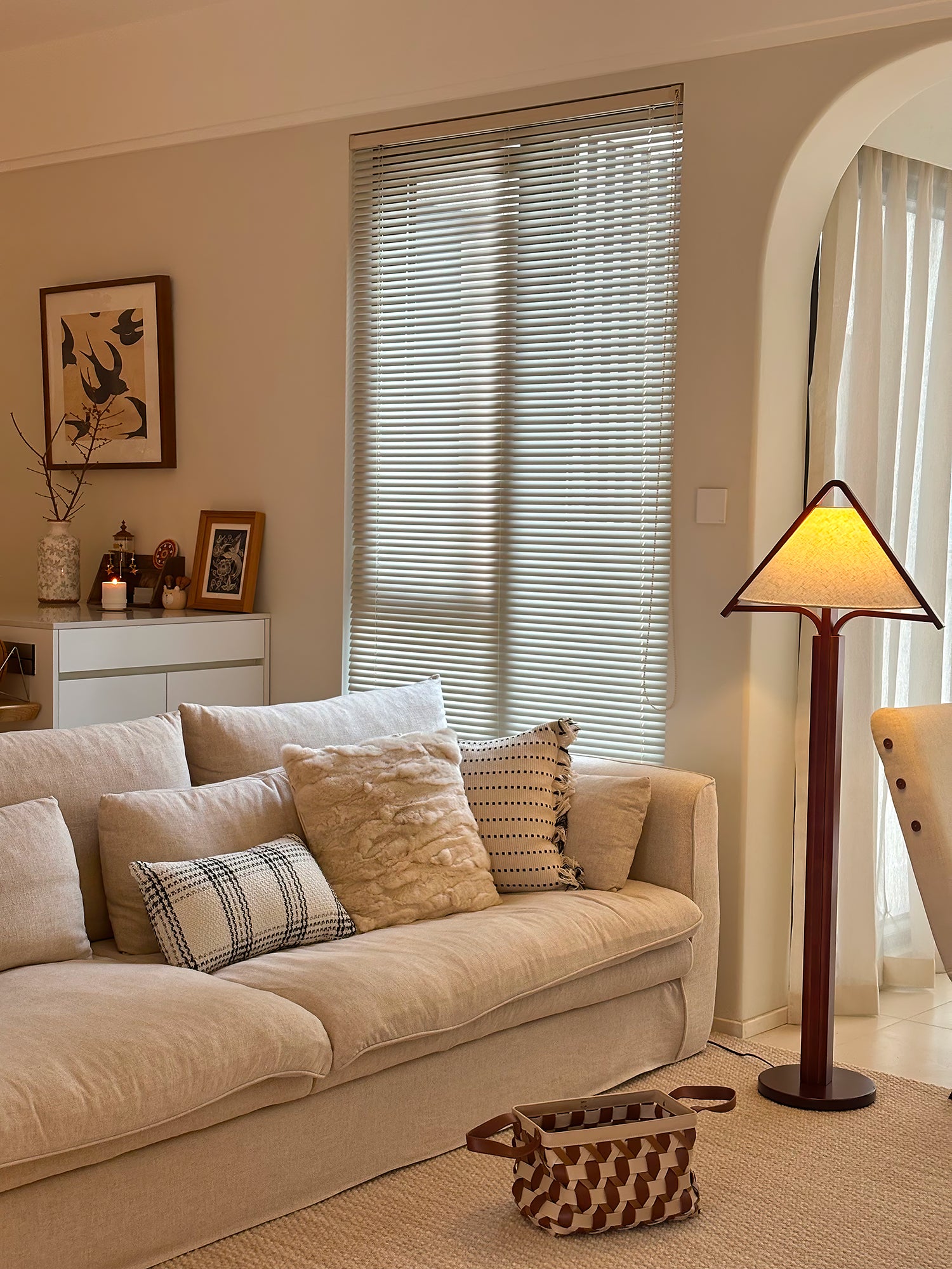 Apex Triangle Shade Floor Lamp - Modern LED Standing Light for Living Room, Bedroom & Office - Adjustable Brightness & Warm White Light - Perfect for Reading, Relaxing & Decorating