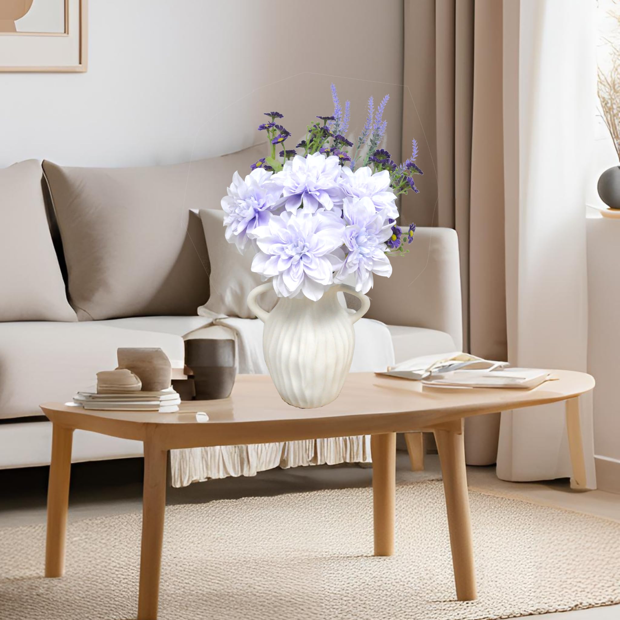 Purple Artificial Dahlia Flowers - Fake Daisy & Lavender Bouquet with Long Stems for DIY Home Decor, Office, Wedding Arrangements | Perfect for Centerpieces, Table Decor, and Party Decorations