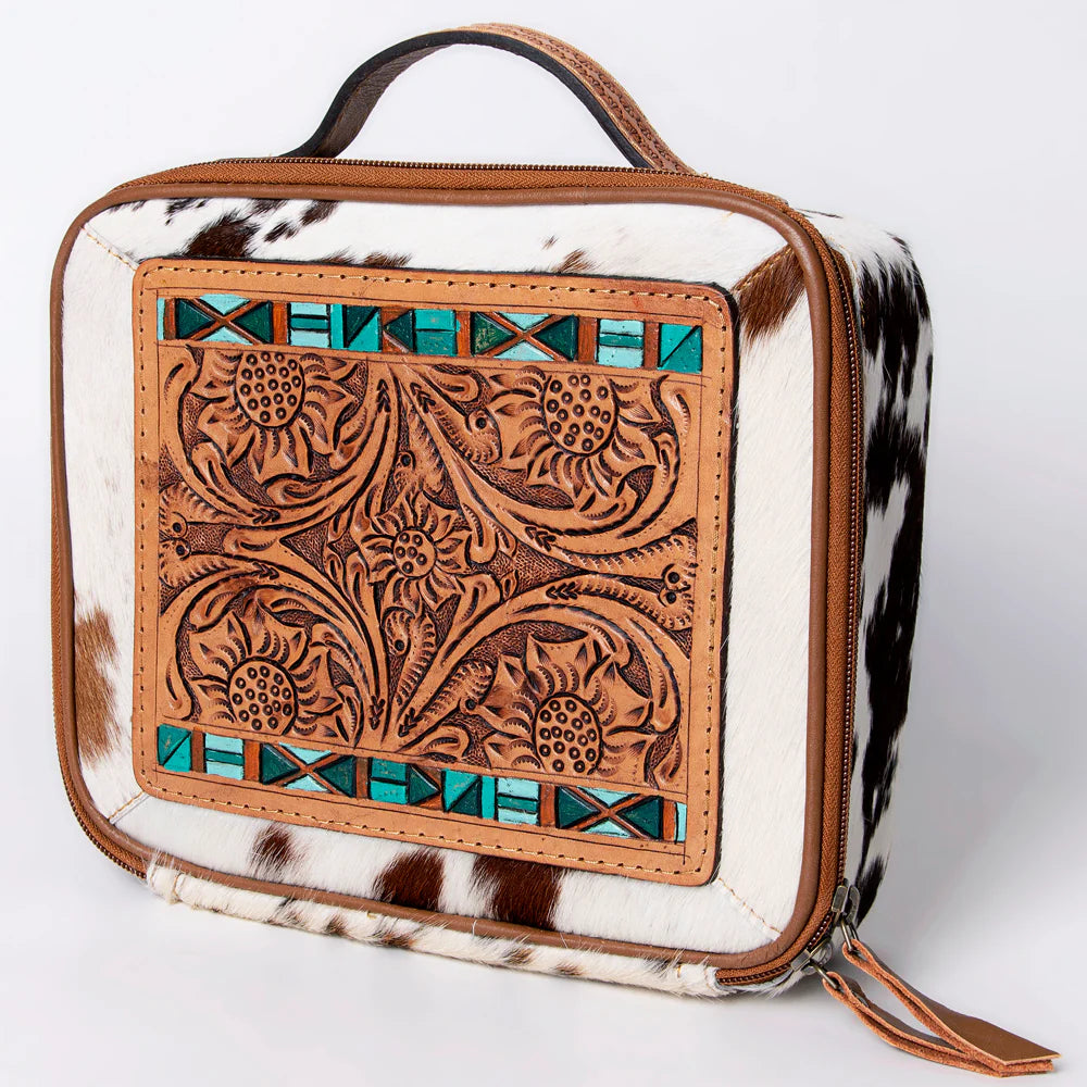 American Darling Genuine Leather Jewelry Box - Handcrafted Tooled Hide Organizer for Necklaces, Rings & Earrings - Perfect for Travel, Gifts & Home Decor