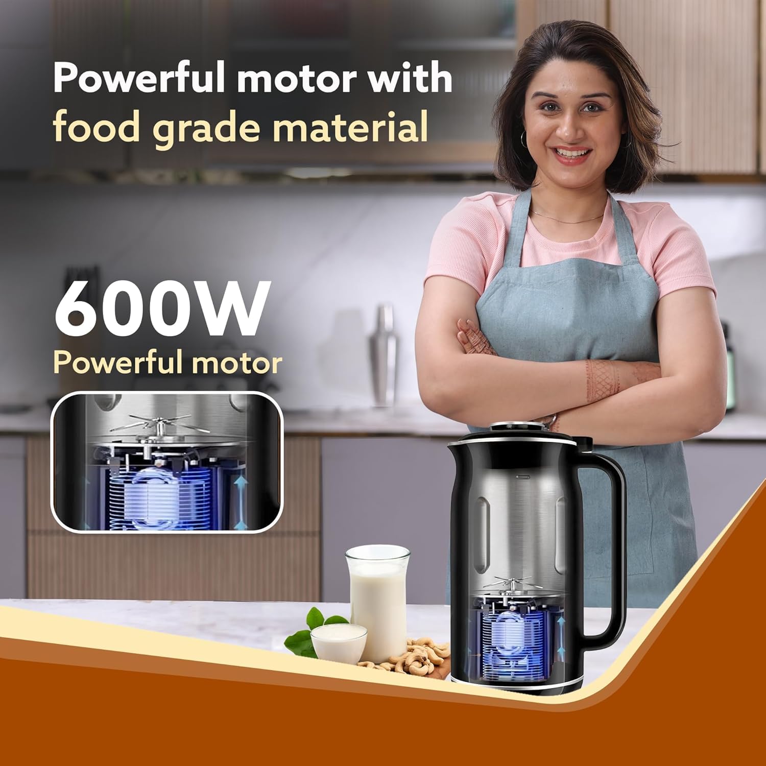 Regency Automatic Nut Milk Maker - Vegan Milk Machine for Almonds, Soy, Oats | Stainless Steel 600ml Blender for Homemade Plant-Based Milk, Boiling Water & Juices | Perfect for Dairy-Free Diets & Healthy Smoothies