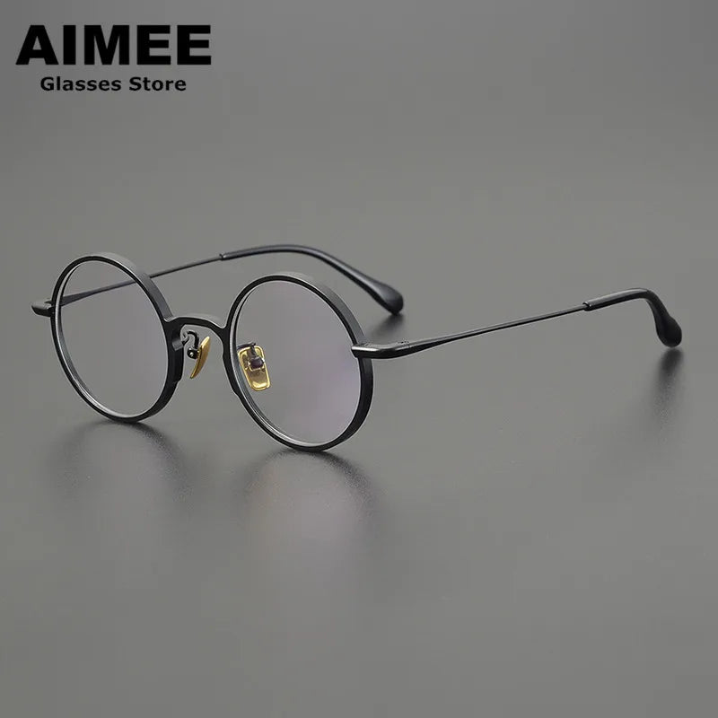 Stylish Unisex Full Rim Round Titanium Eyeglasses Frame 1102 - Lightweight & Durable for Work, Reading & Everyday Wear