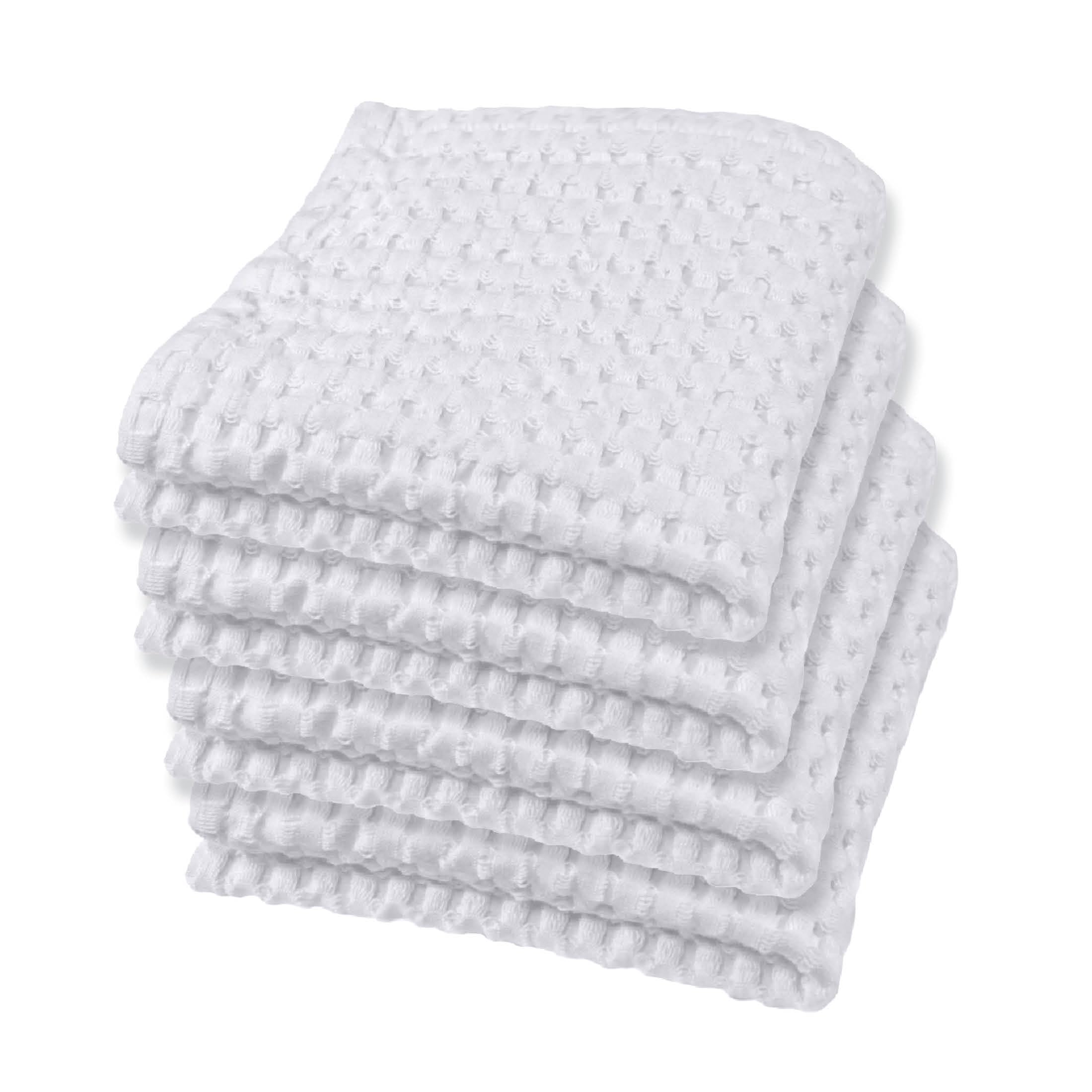 Premium Waffle Bath Towels & Washcloths Set of 4 - Ultra Soft Quick-Dry Cotton for Shower, Face & Body - Exfoliating & Gentle Skin Care - Modern White Bathroom Towels for Spa, Gym & Luxury Home Use