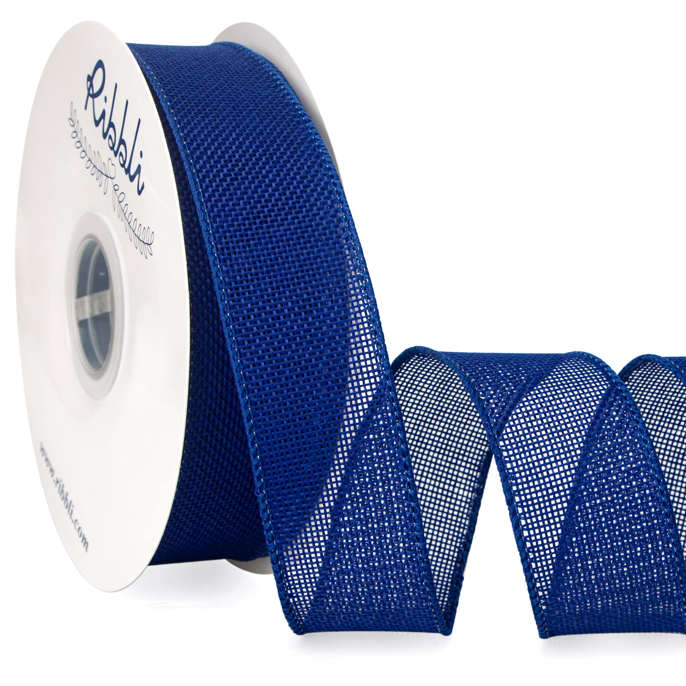 Royal Blue Burlap Wired Ribbon 1.5
