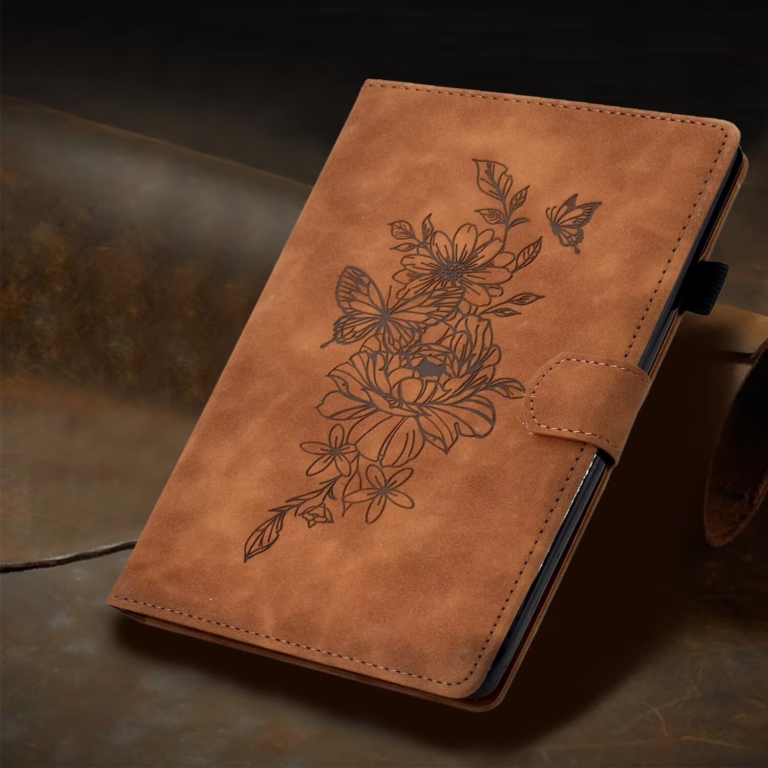 MonsDirect Premium Leather Case for iPad Mini 6 (2021) 8.3 Inch - Soft Suede Multi-Angle Stand Cover with Auto Wake/Sleep, Pen Holder & Card Slots - Perfect for Work, Travel & Home Use (Brown)