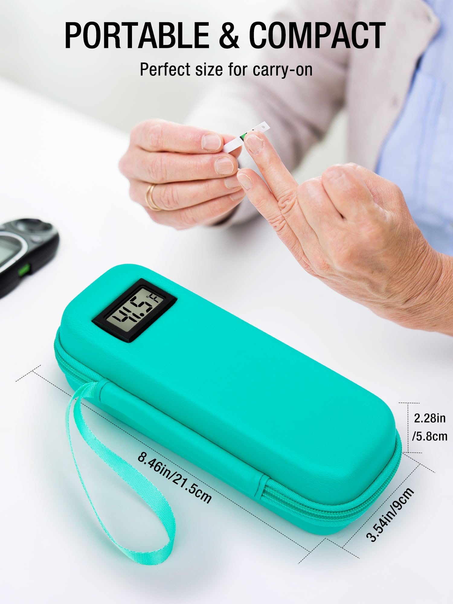 TSA Approved Insulin Cooler Travel Case with Temperature Display - Portable Insulin Pen Cooler for Diabetics, Fits Ice Packs & Travel Supplies (Green) | Perfect for Air Travel, Camping & Daily Commute