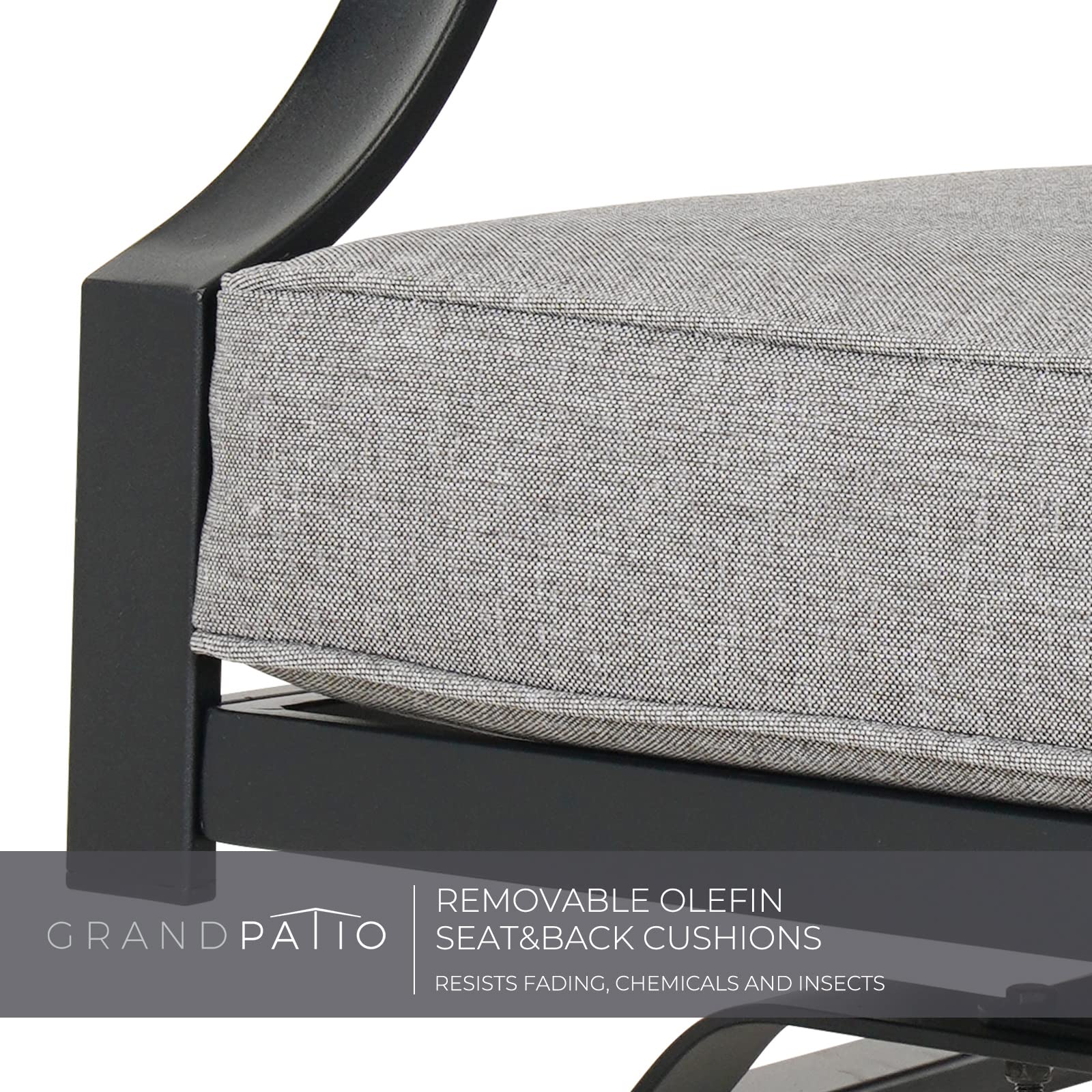 5-Piece Outdoor Patio Furniture Set with Motion Rocking Chairs & Coffee Table - Olefin Gray Cushions - Perfect for Porch, Backyard, Garden or Poolside Relaxation