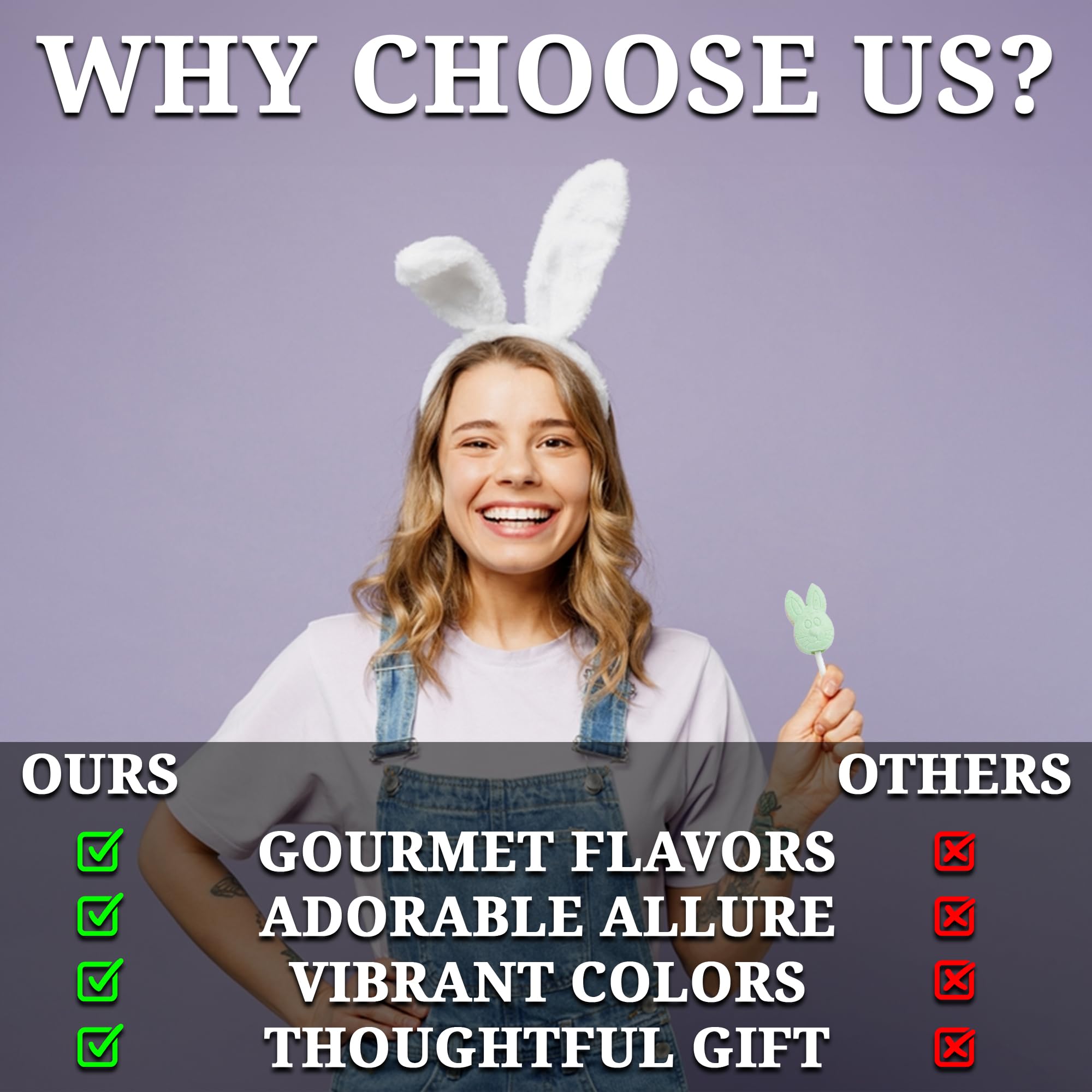 46 Pieces Easter Bunny Lollipops - 1 lb Individually Wrapped Suckers - Easter Basket Stuffers, Party Favors & Spring Celebration Candy for Kids, Classroom Treats & Egg Hunt Prizes