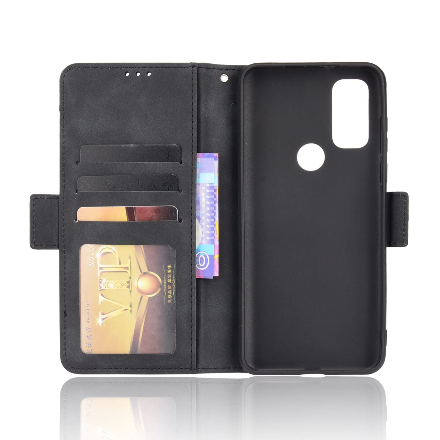 Premium PU Leather Wallet Case for Motorola Moto G Pure (2021) - 5 Card Slots RFID Protection | Slim Protective Phone Cover with Card Holder | Perfect for Daily Use, Travel & Business (Black)