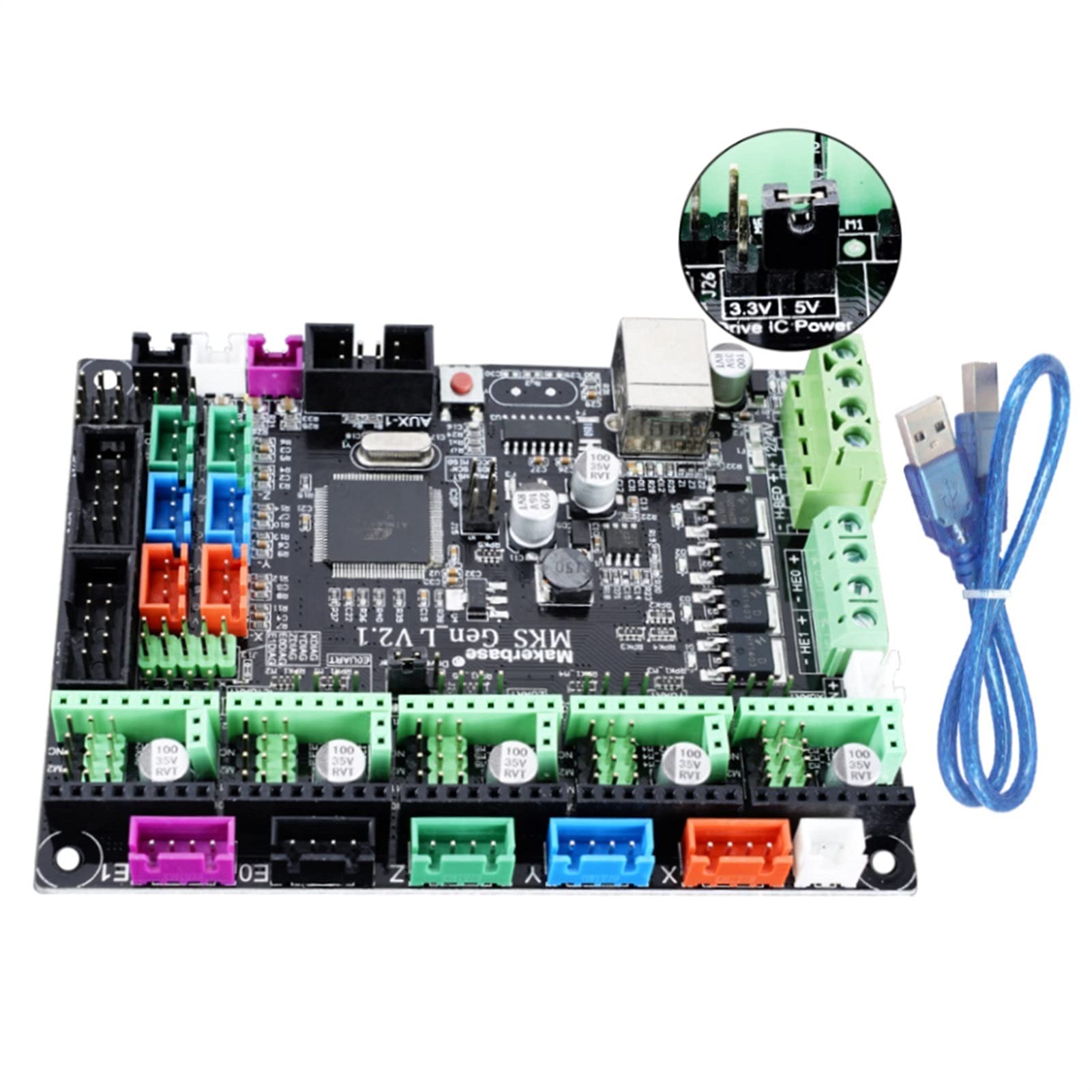 Makerbase MKS Gen_L V2.1 3D Printer Motherboard Control Board - Compatible with TMC2209/TMC2208 UART Mode - Upgrade Your 3D Printer with Precision Stepper Drivers (Includes 5pcs TMC2208) - Perfect for DIY 3D Printing Projects and Printer Upgrades