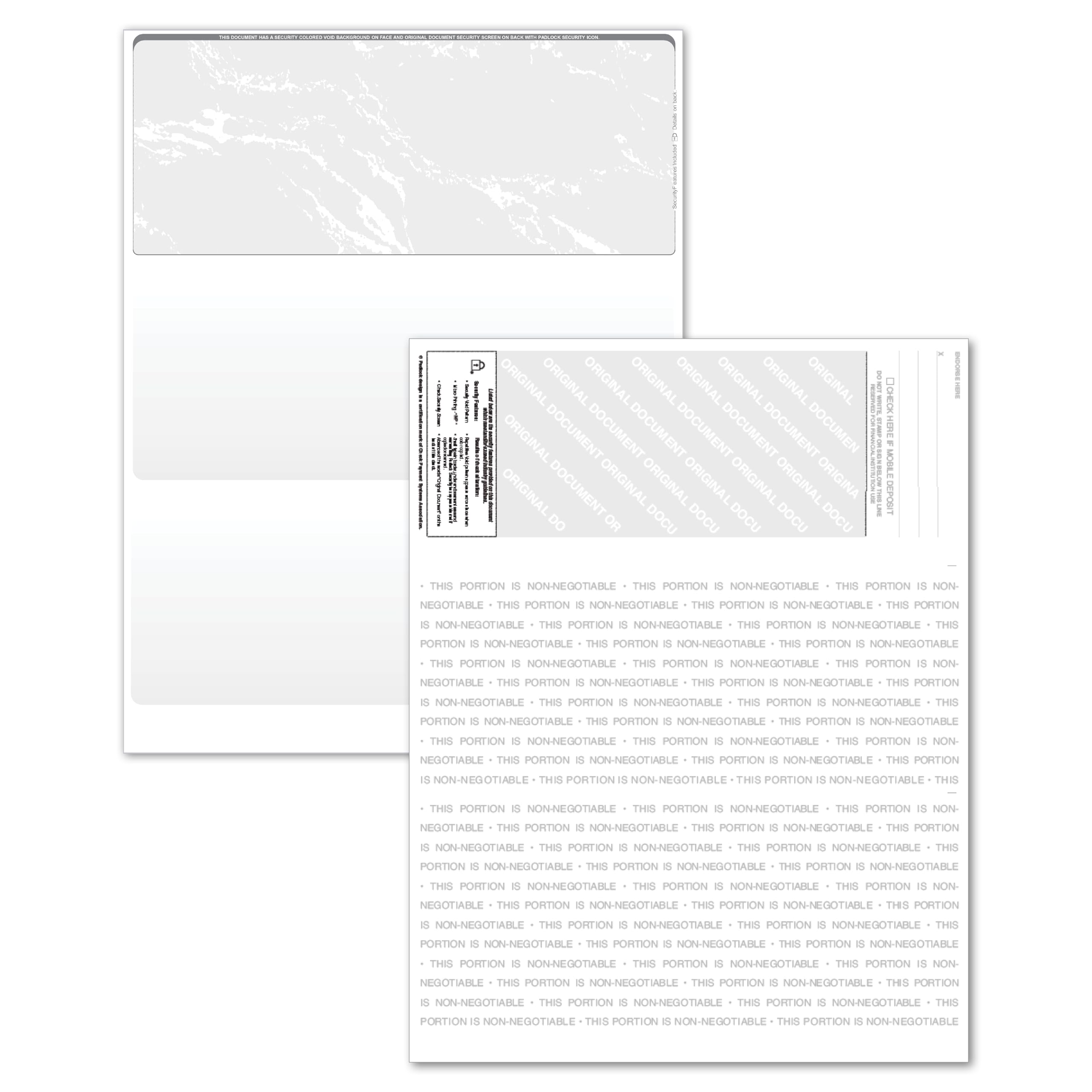 Laser/Computer Checks - Top Style Blank Check Stock (Grey Marble, 500 Sheets) for Business Accounting & Office Use