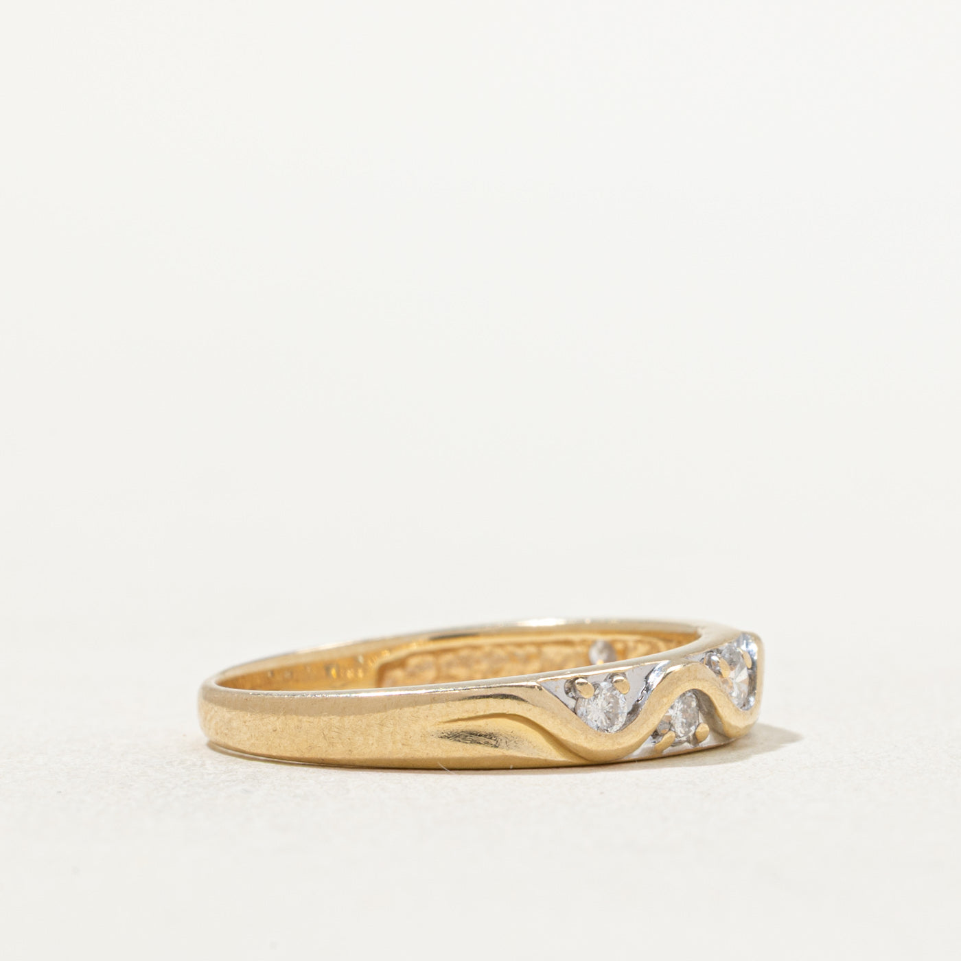 0.21ctw Diamond Wave Design Wedding Band Ring - Size 7.25 for Women | Elegant Stackable Ring for Bridal, Anniversary & Everyday Wear