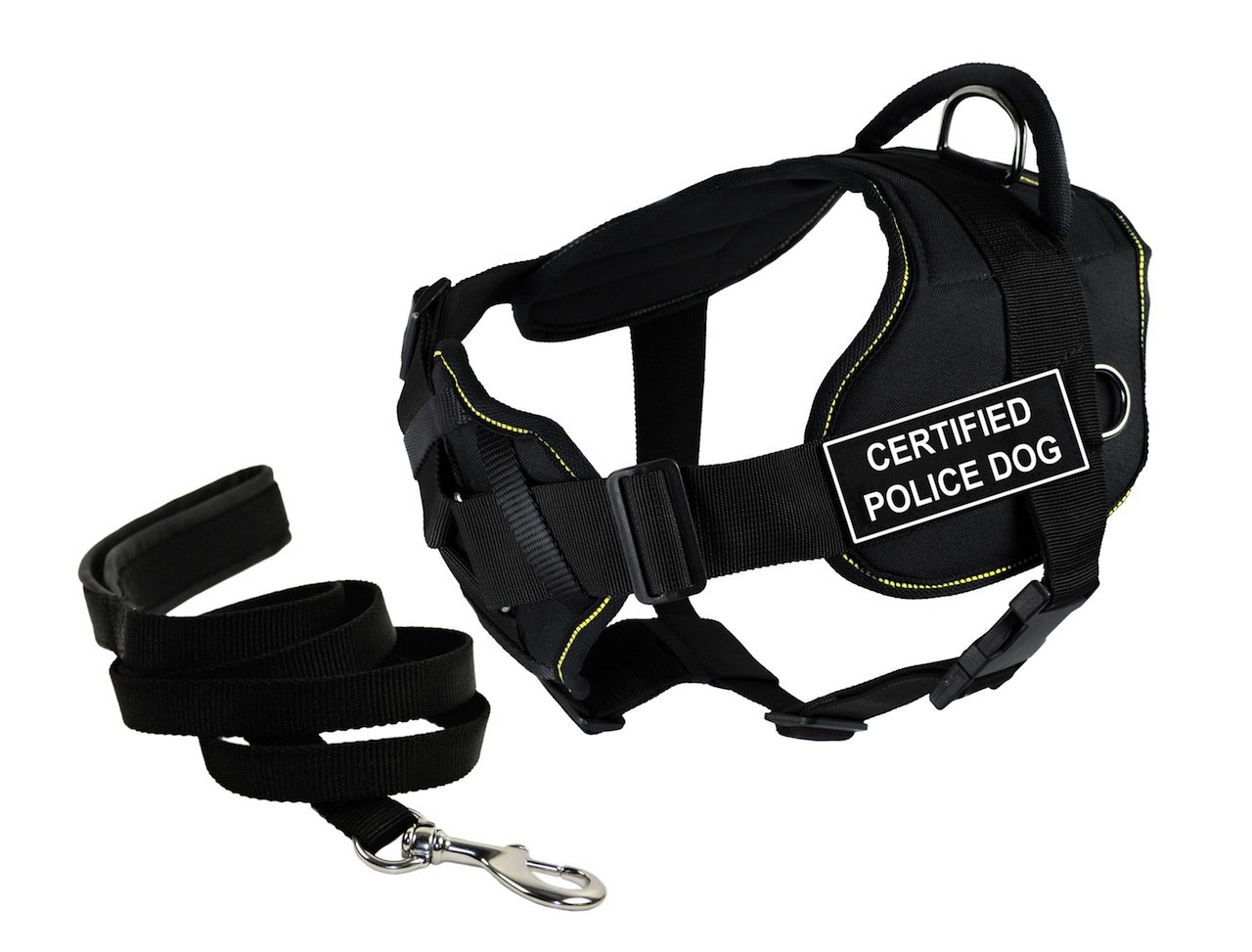 DT Fun Chest Support Certified Police Dog Harness - X-Large Size with 6ft Padded Leash for Training & Protection | Durable Tactical Gear for K9 Units, Security Dogs & Working Canines