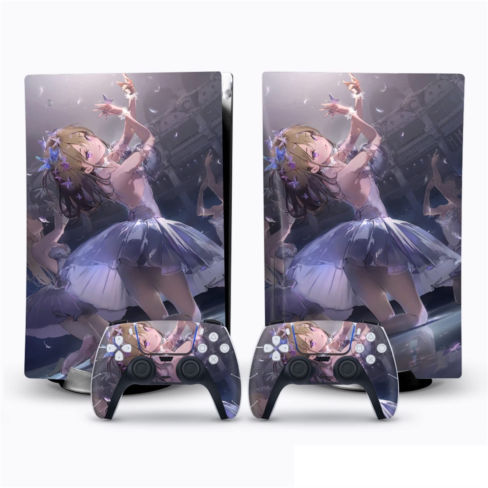 PS5 Disc Edition Console Skin Decal - Vinyl Cover for PlayStation 5 with 2 Controller Wraps | Bubble-Free Application, Scratch-Resistant Protection | Perfect for Gaming Setups & Entertainment Centers