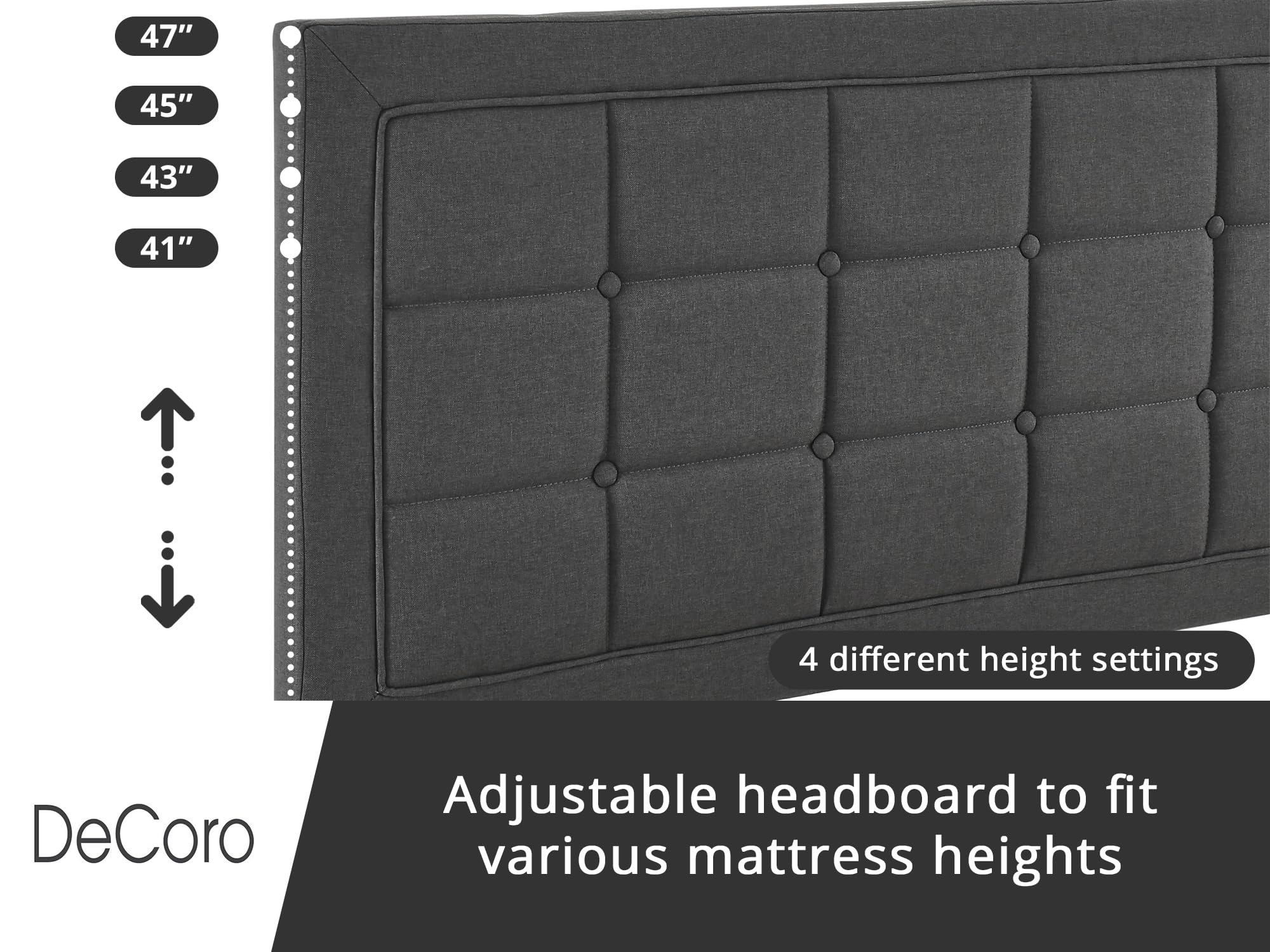 Mornington Upholstered 2.0 Platform Full Size Bed Frame with Headboard - Queen Size Dark Grey Modern Bedroom Furniture for Master Bedroom, Guest Room & Dorm