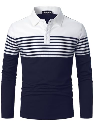 Long Sleeve White+ Navy Blue