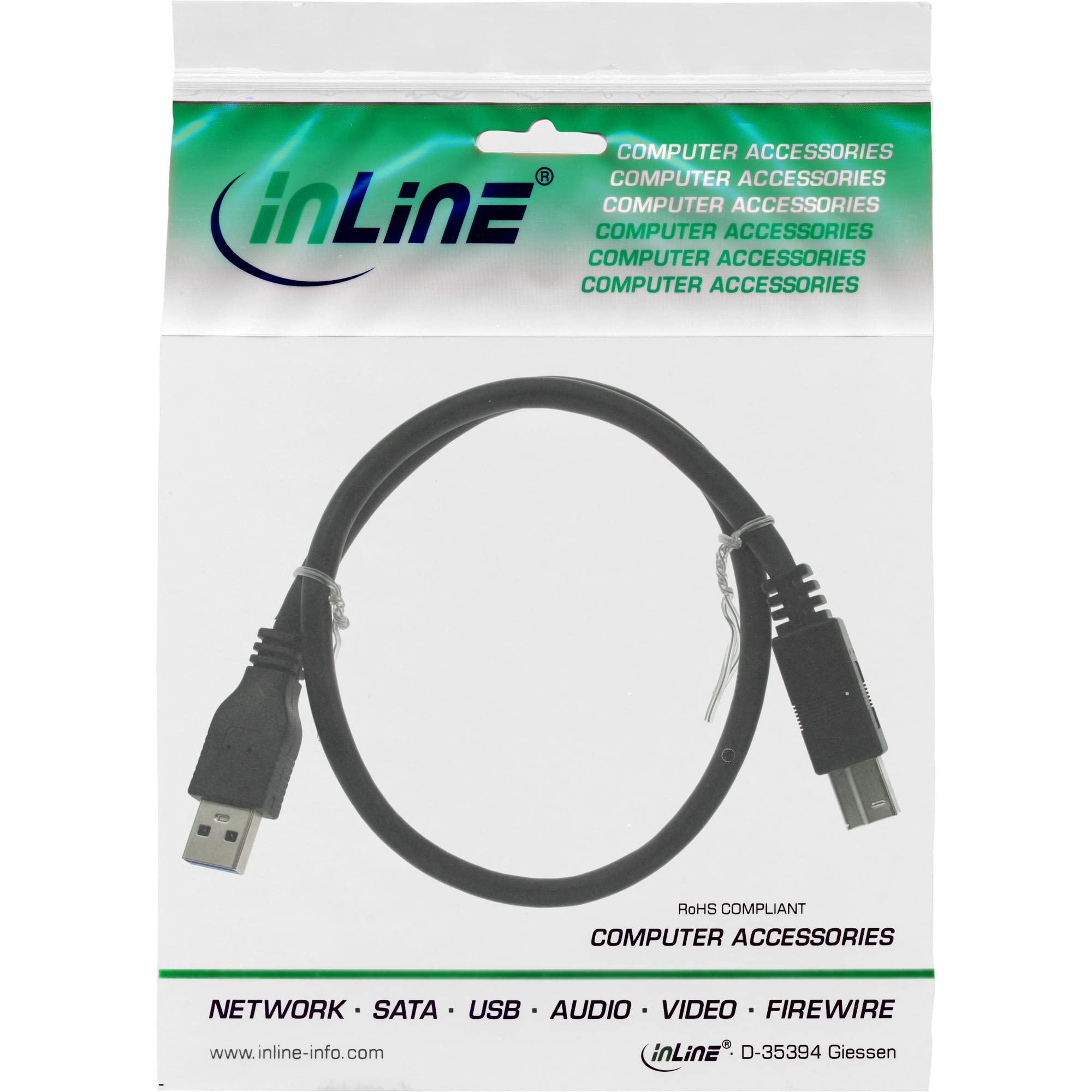 0.5m USB 3.0 A to B Male Cable - High Speed Data Transfer for Printers, Scanners & Audio Interfaces | Durable Nickel-Plated Connectors | Black (1.6ft)