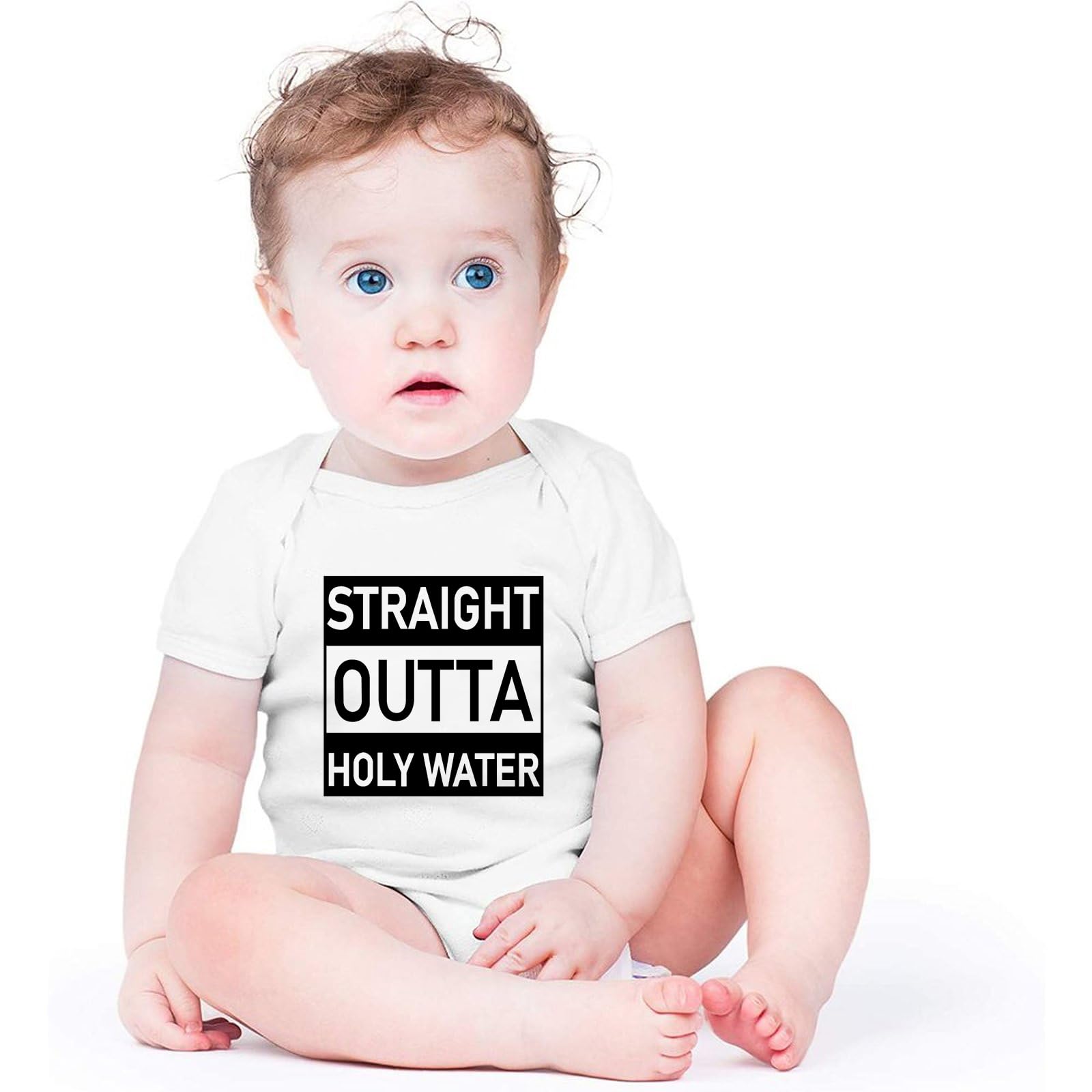 Holy Water Baptism Bodysuit for Baby Boys & Girls - Christening Outfit for Church Ceremony & Baby Shower Gifts