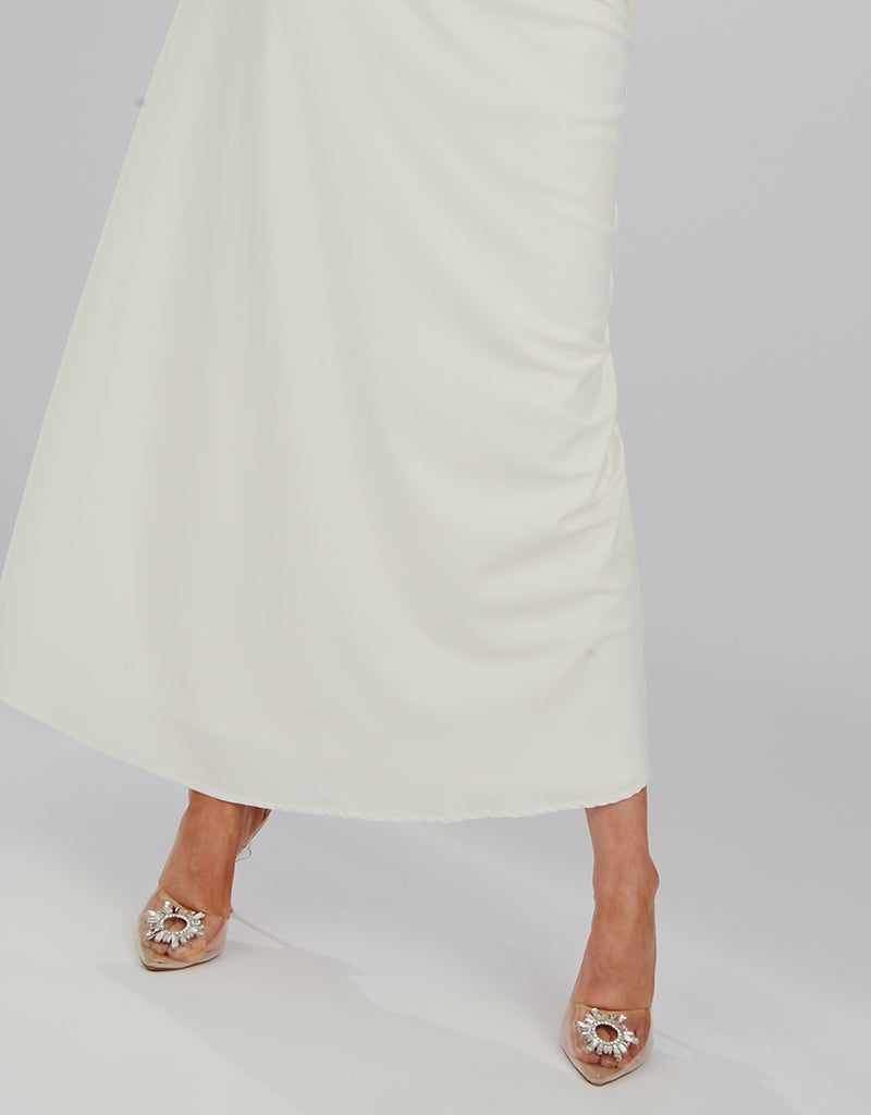 Escape Modish Satin Skirt for Women - Elegant High Waist Flowy Midi Skirt with Slit, Perfect for Party, Date Night & Office Wear