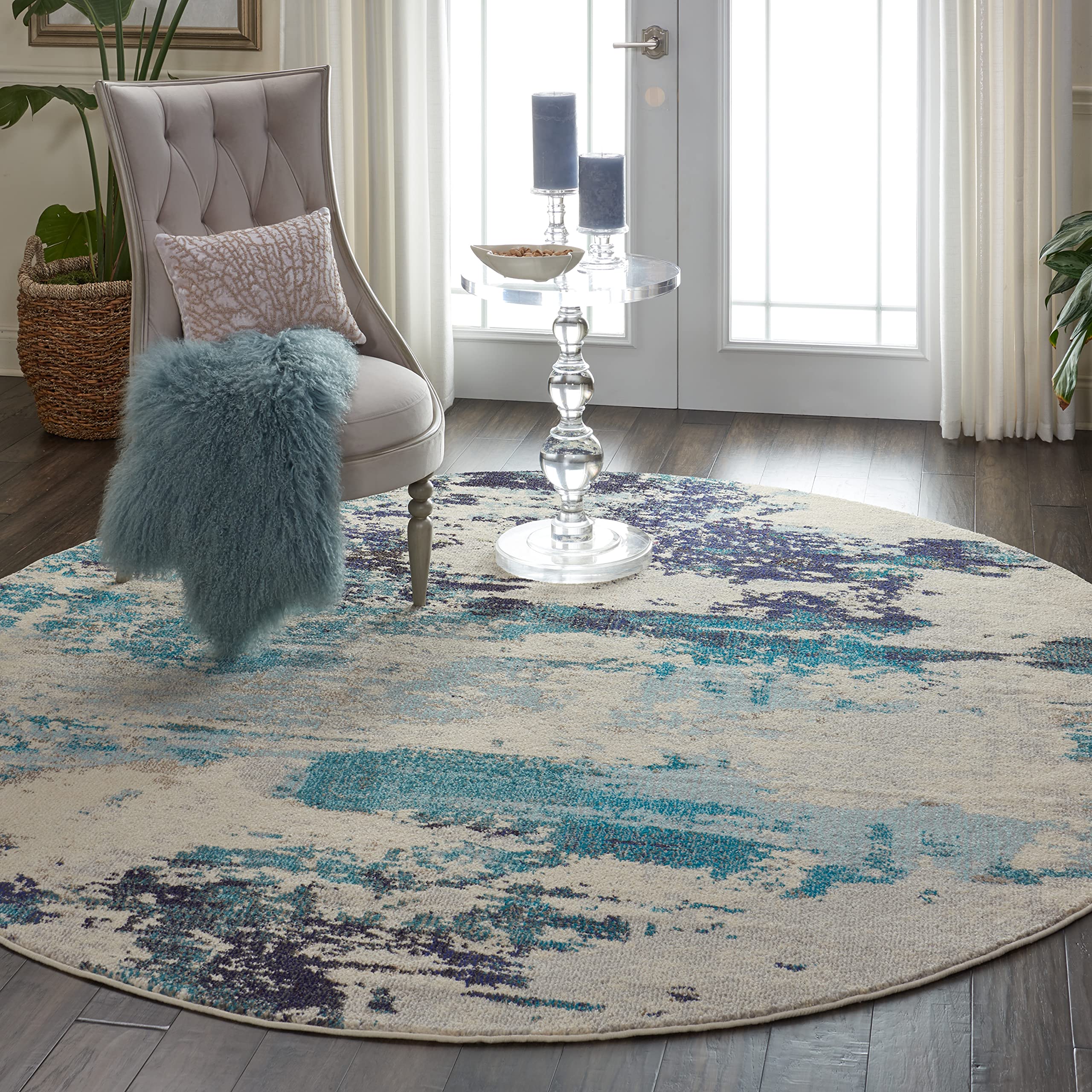 Nourison Celestial Modern Abstract Ivory/Teal Blue 7'10