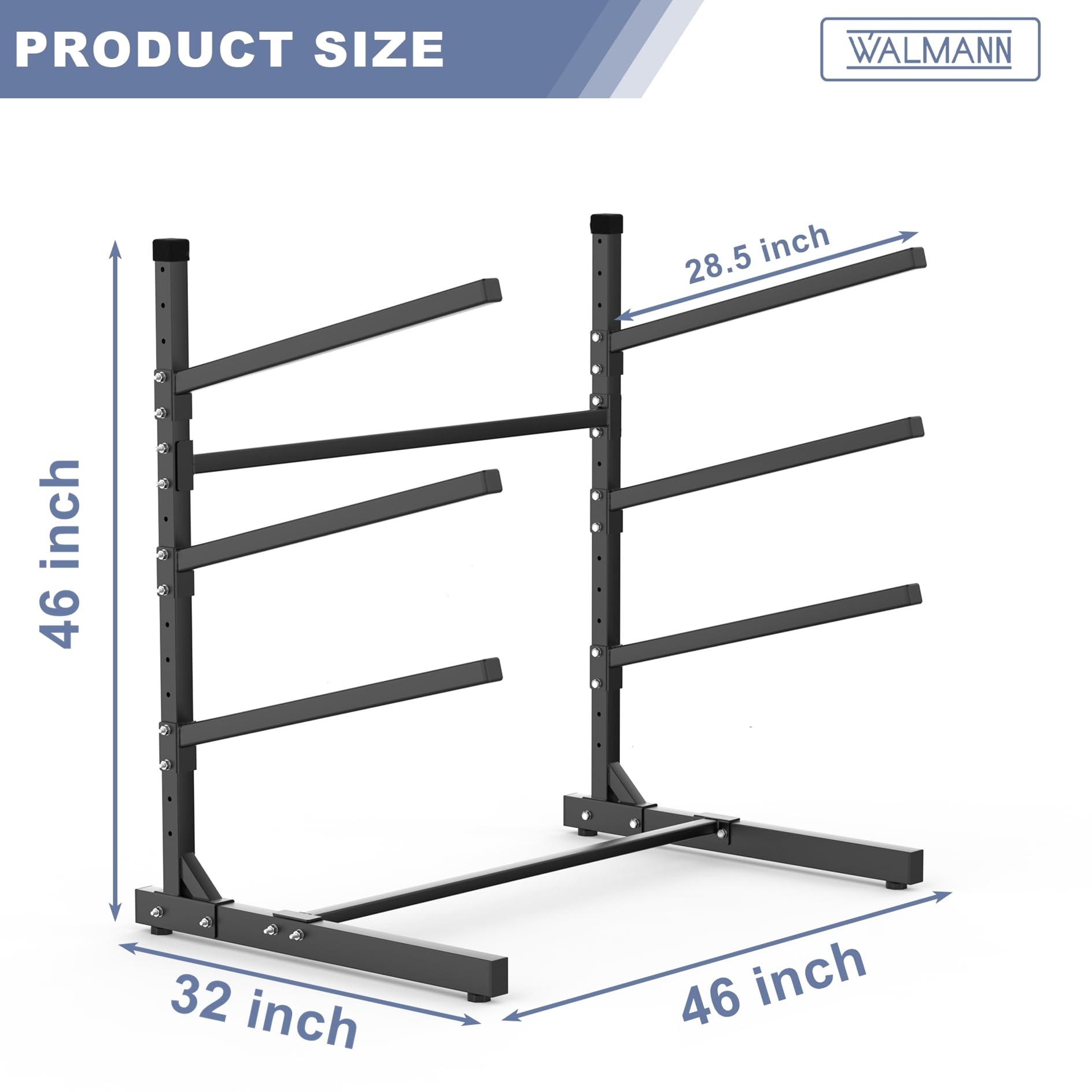 Heavy-Duty Adjustable Freestanding Kayak Storage Rack - Garage Kayak Stand for Secure Boat & Canoe Organization | Perfect for Home, Outdoor & RV Storage