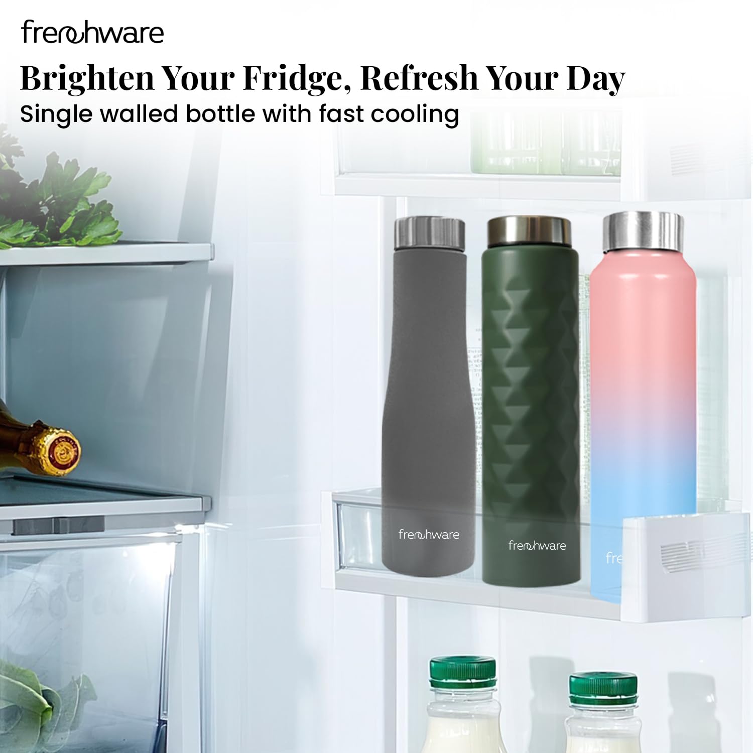 Premium Stainless Steel Water Bottle 1L (34oz) - Frenchware Vacuum Insulated, BPA-Free, Leak Proof - Sky Blue & Blush - Ideal for Gym, Hiking, Office & School - Keeps Drinks Cold 24Hrs/Hot 12Hrs - Durable & Easy to Clean