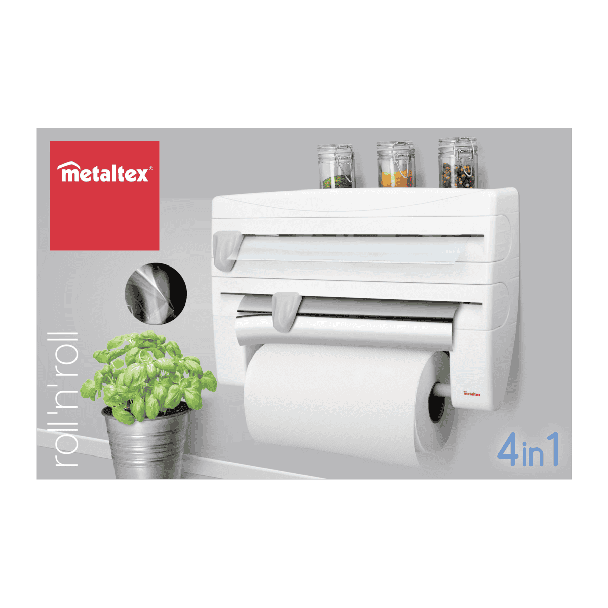 Roll'N'Roll Premium Kitchen Paper Towel Holder - Wall Mount or Countertop Paper Towel Dispenser for Kitchen, Bathroom, Office - Durable & Space-Saving Design for Easy Access to Paper Towels