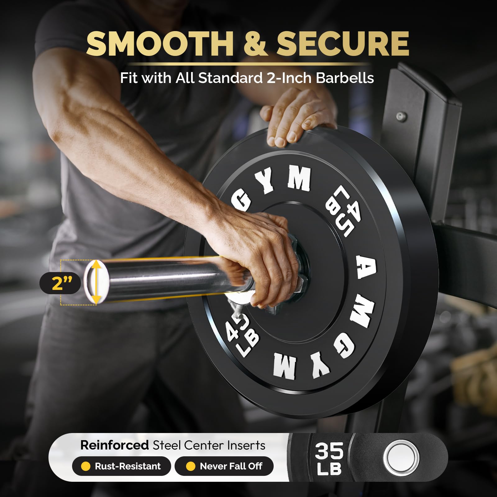 Premium 2-Inch Steel Bumper Plates 10-500lbs - Rubber Coated Olympic Weight Plates for Home Gym, CrossFit, Strength Training & Weightlifting - Ideal for Deadlifts, Squats & Powerlifting Workouts