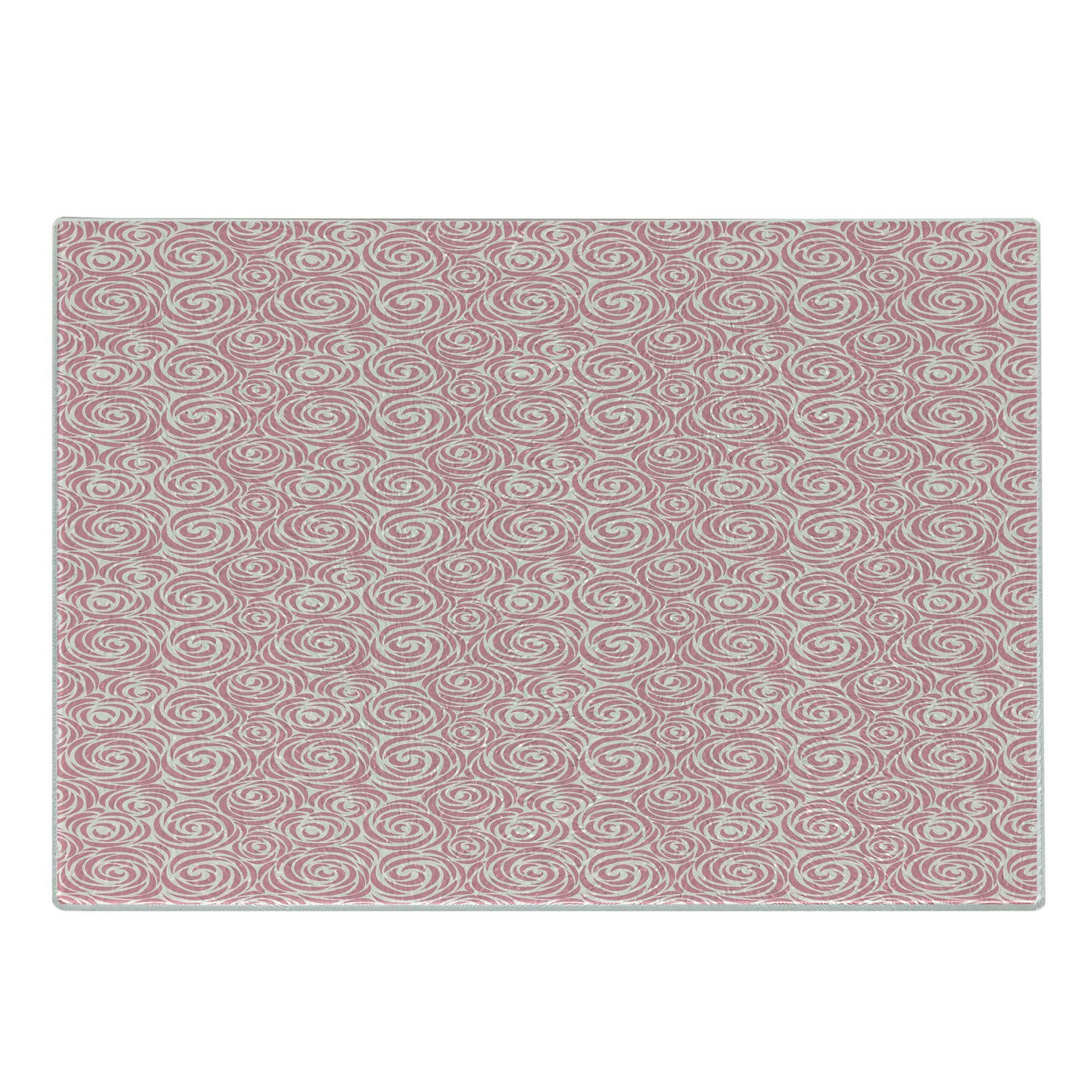 Ambesonne Rose Tempered Glass Cutting Board - Abstract Floral Swirl Design, Romantic Garden Art, Decorative Serving Board for Kitchen & Dining - Small Size in Pale Pink & Off White - Perfect for Cheese Platters, Charcuterie & Party Appetizers