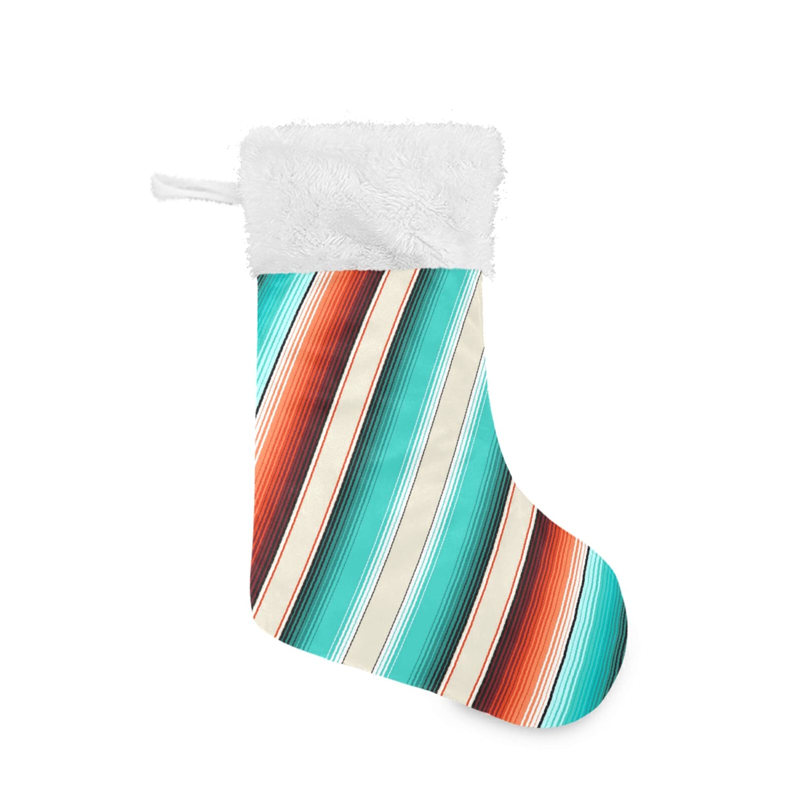 2 Pack Mexican Serape Striped Christmas Stockings - 17.7 Inch Large Fireplace Hanging Decorations for Holiday Gift Exchange & Festive Home Decor