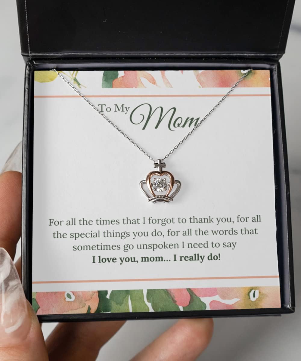 Zapbest Crown Pendant Necklace for Mom - Elegant Birthday & Mother's Day Gift from Son or Daughter | Perfect for Special Occasions & Daily Wear