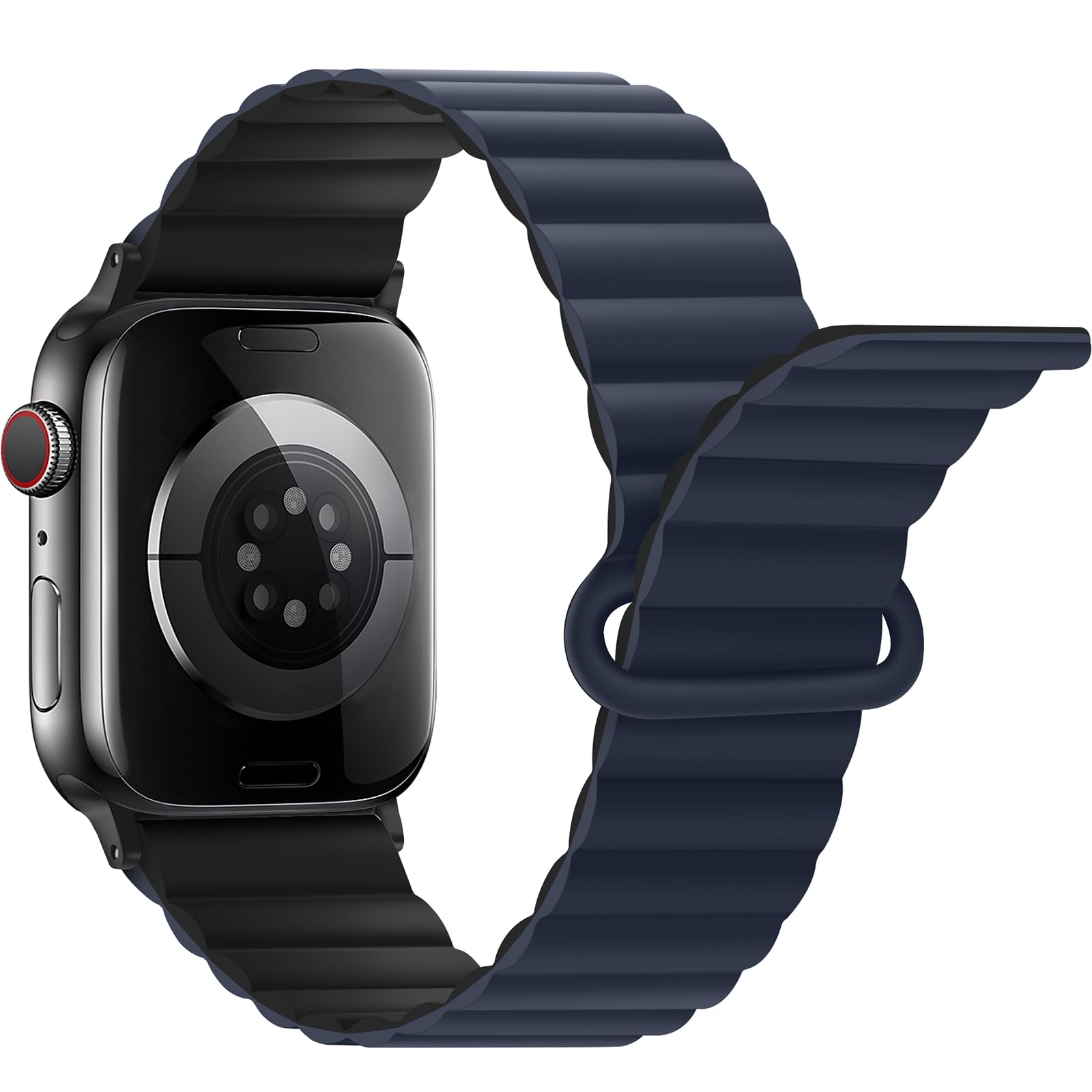 Anlinser Compatible with Apple Watch Band 49/46/45/44/42/41/40/38mm - Double Side Reversible Magnetic Bracelet Strap with Loop for iWatch SE Series 10 9 8 7 6-1 (42/41/40/38mm, Dark Blue) - Perfect for Workouts, Running, Swimming & Everyday Wear