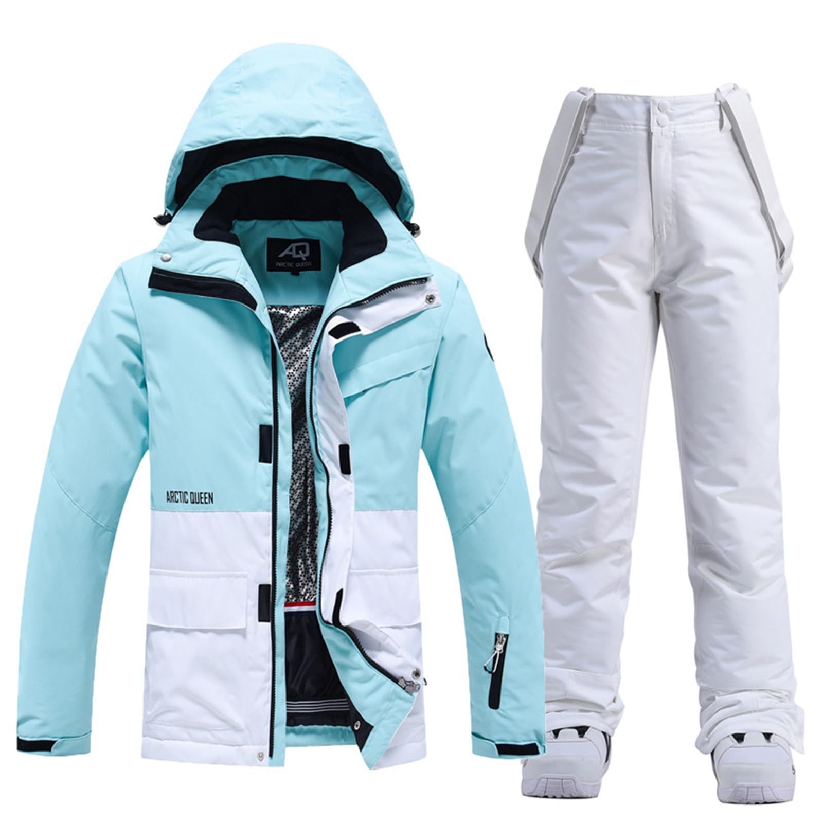WOWULOVELY Women's Waterproof Windproof Insulated Ski Jacket & Pants Set - Winter Snowsuit for Skiing, Snowboarding & Outdoor Activities