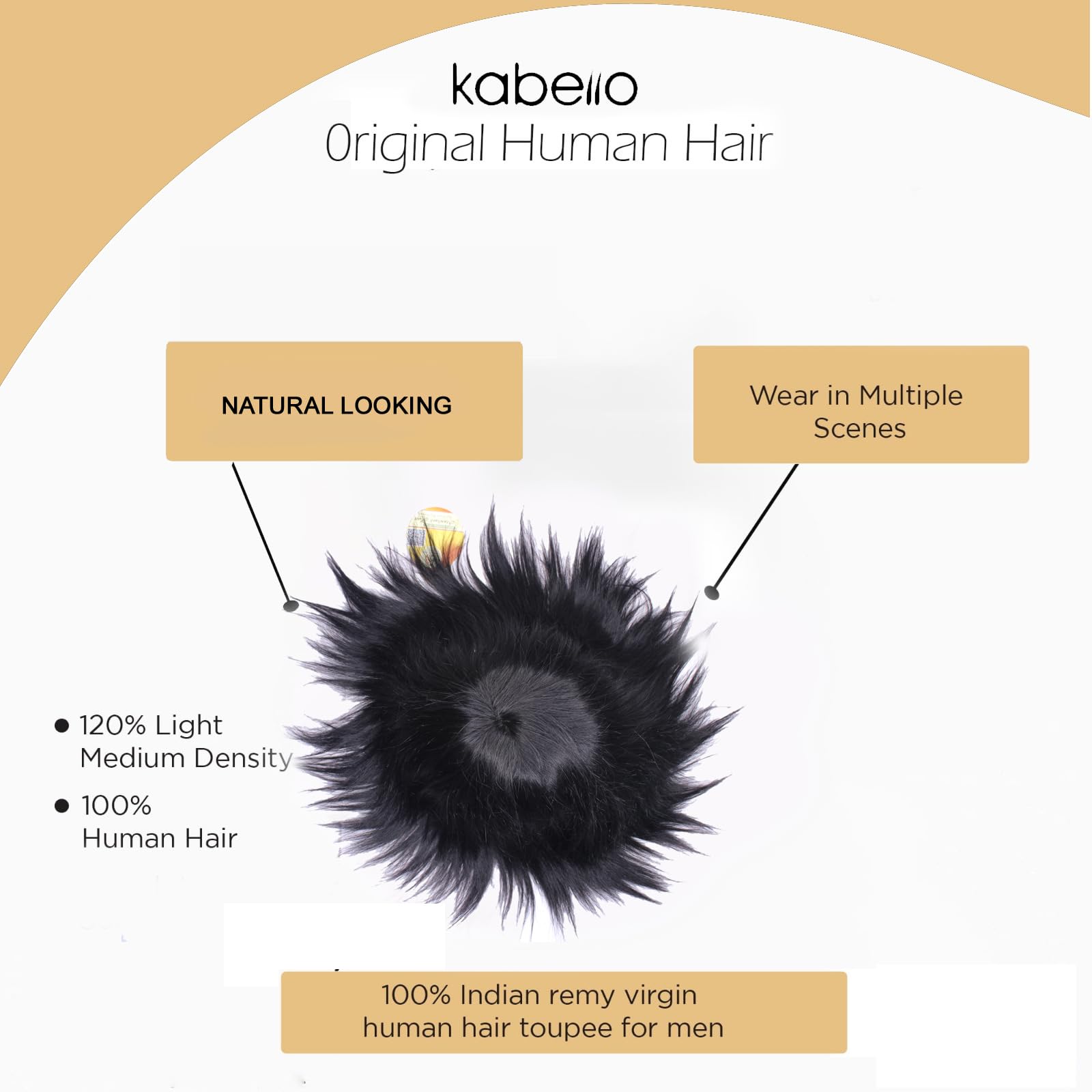 Kabello Hair Loss Solution - 6 Inch Human Hair Toupee with Mono Base (9x7, Dark Brown) | Hair Patch & Wigs for Men | Includes 4 Wig Clips & Free Small Red Tap | Perfect for Thinning Hair, Bald Spots & Daily Styling