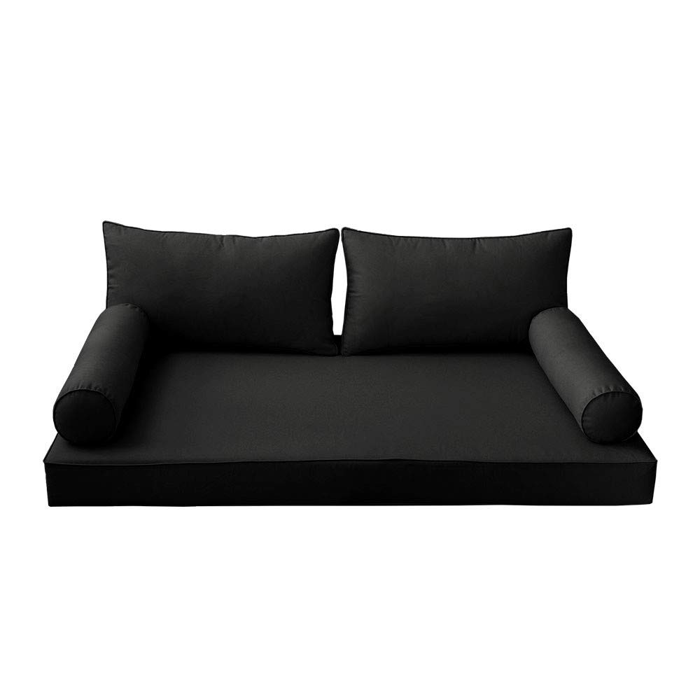 Prolinemax Outdoor Style 2 Twin-XL Piped Trim Daybed Mattress Bolster Pillow Fitted Sheet Cover - Waterproof & Breathable Fabric - Perfect for Patio, Sunroom or Guest Bed AD109