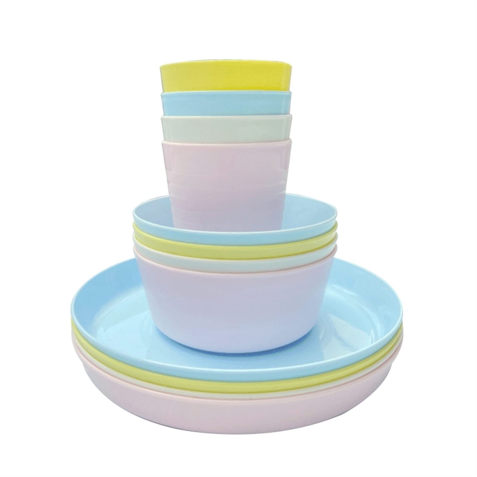 SCDZS 12-Piece Reusable Plastic Dinnerware Set - Cups, Bowls & Plates for Picnic, Party, Camping & Outdoor Dining - BPA-Free Dishware for BBQs, Family Gatherings & Travel
