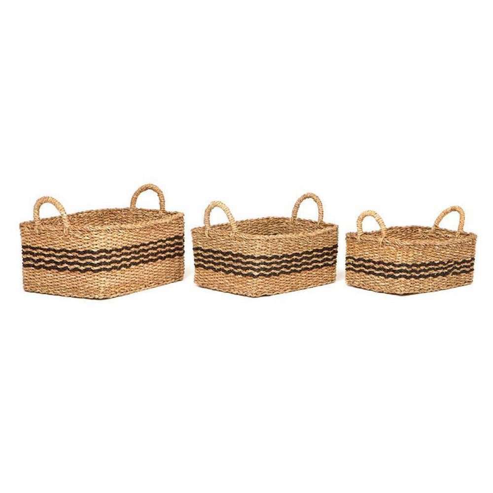 Natural Seagrass Storage Basket - Small Rectangular Woven Basket for Home Organization | Perfect for Living Room, Bathroom & Nursery Decor