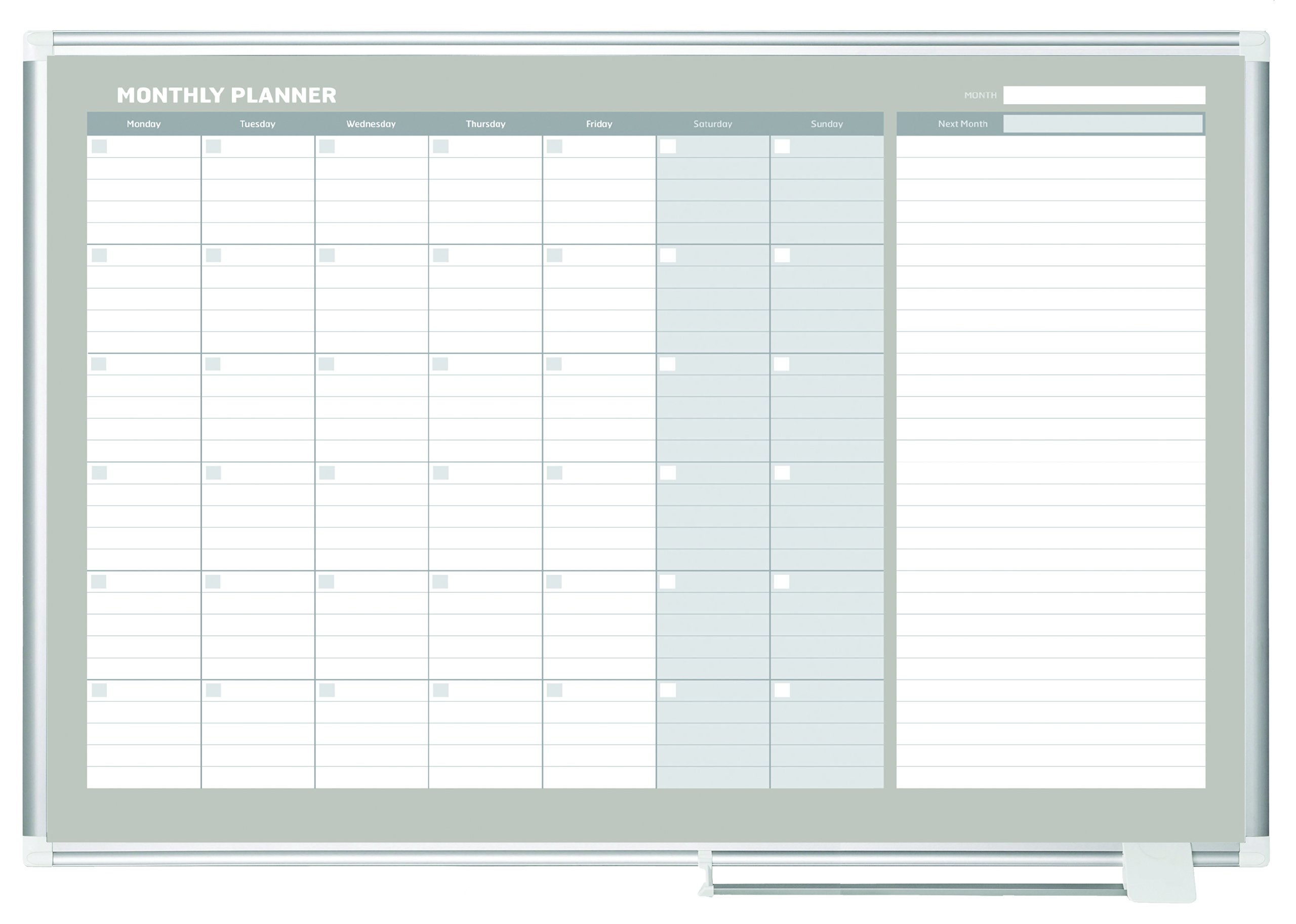 MasterVision Magnetic Dry Erase Monthly Calendar Board - 36