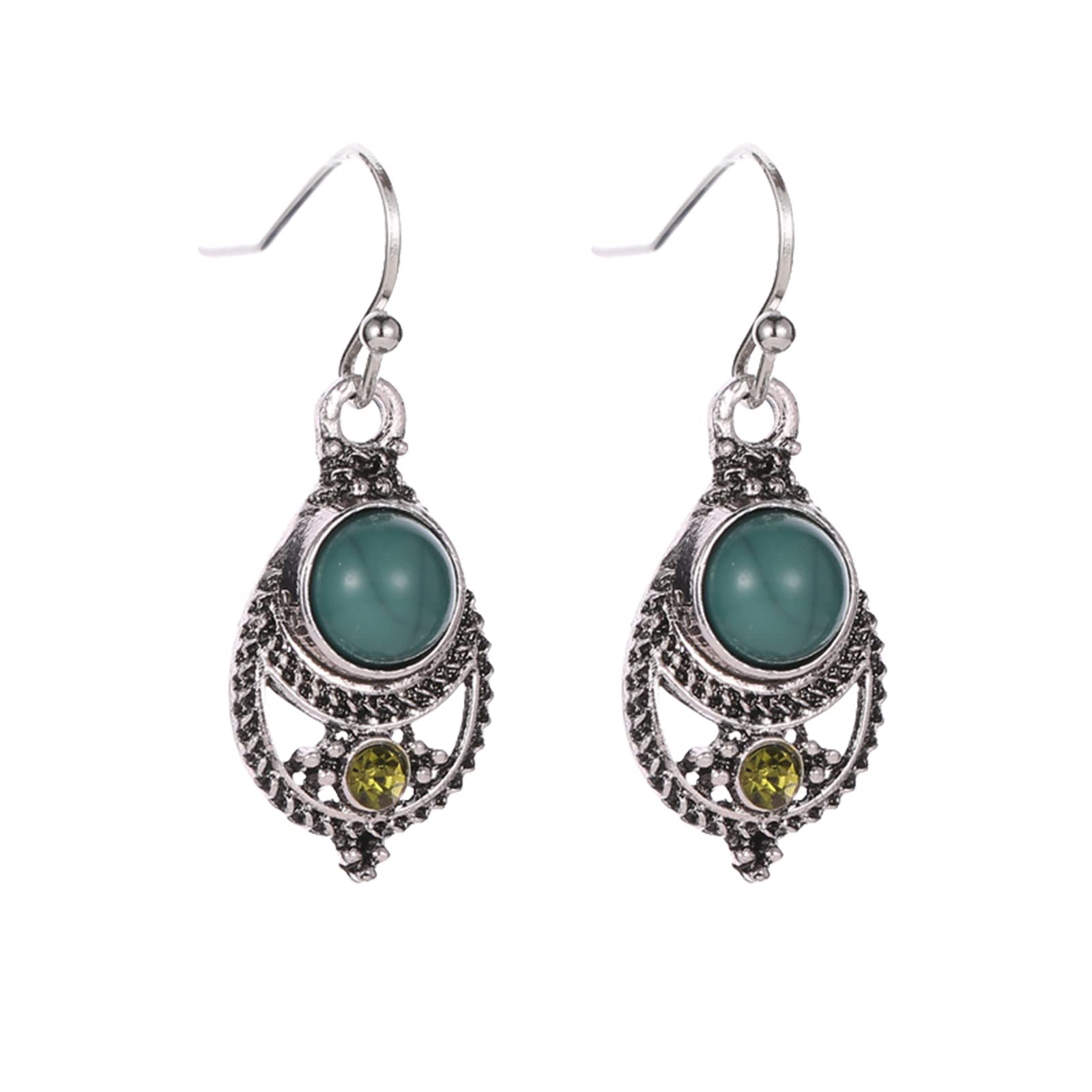 Xlpaxhong Bohemian Turquoise Dangle Earrings for Women - Elegant Pink Flower Jewelry Gifts (One Size) | Perfect for Summer Festivals, Beach Vacations & Boho Chic Outfits