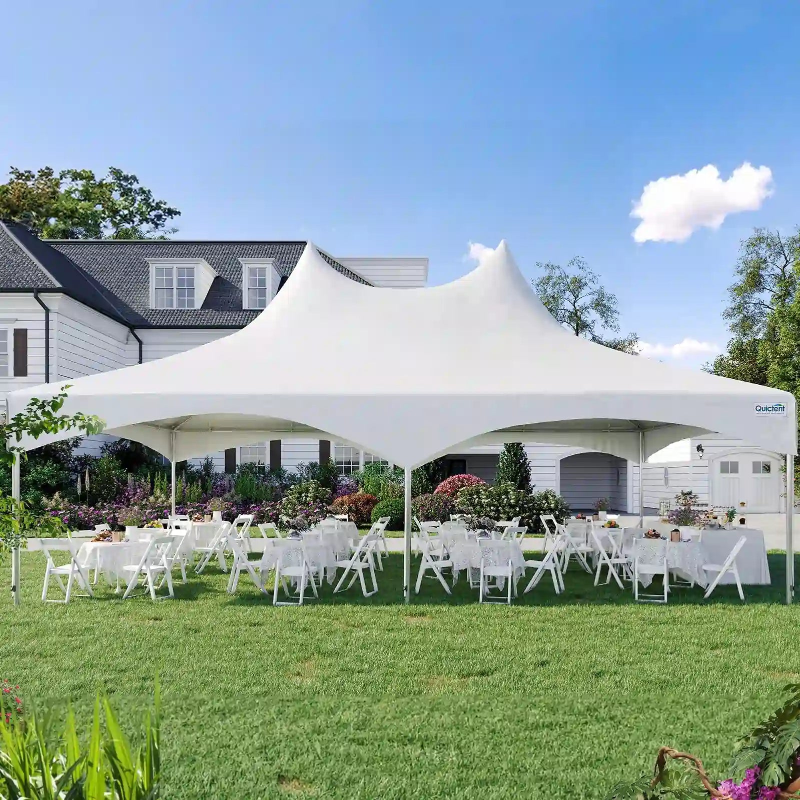 Quictent High Peak Fire Retardant White Party Tent - Waterproof Outdoor Canopy for Weddings, Events & Backyard Gatherings