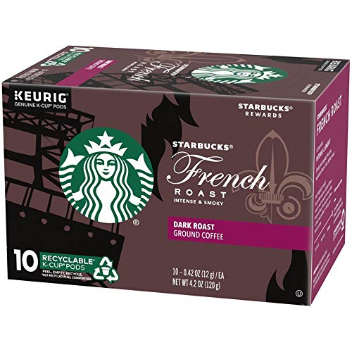 Starbucks Dark Roast K-Cup Coffee Pods - French Roast for Keurig Brewers (40 Pods, 4 Boxes of 10) - Bold & Rich Flavor for Morning Energy or Office Break | Compatible with All Keurig Single Serve Coffee Makers