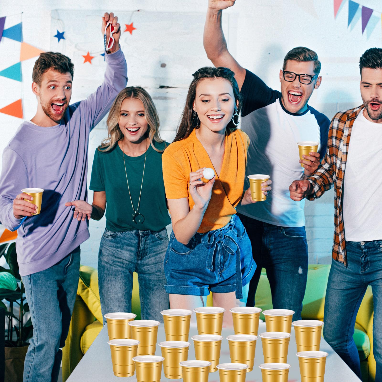 120pcs Gold Plastic Shot Glasses 2oz - Disposable Cups for Drinking, Tastings & Parties