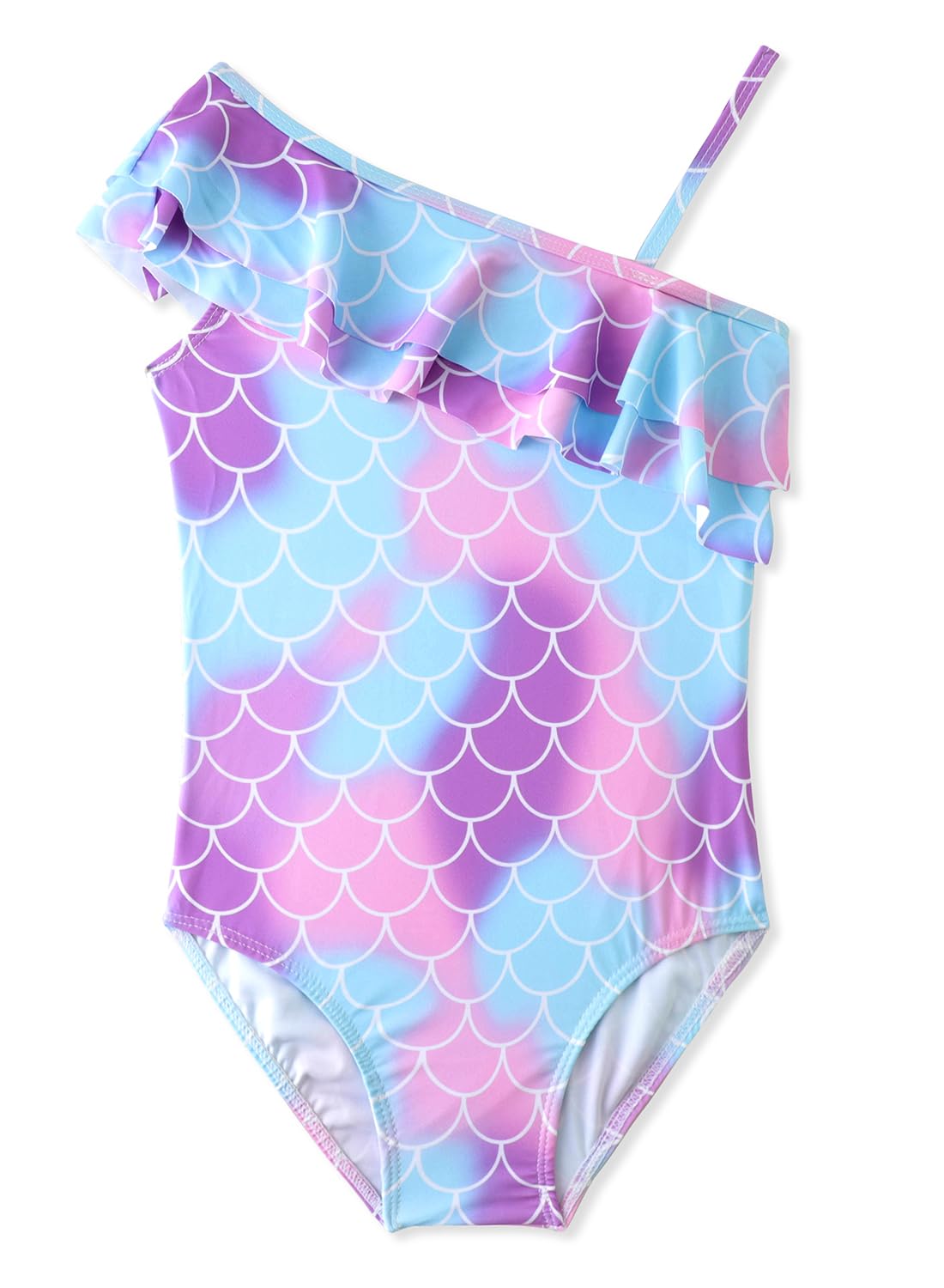 XiaoMoSha Girls One Piece Swimsuit for Toddler - Cute Mermaid Swimwear Bathing Suit for Baby Girls, Perfect for Beach, Pool, Summer Vacation & Water Play