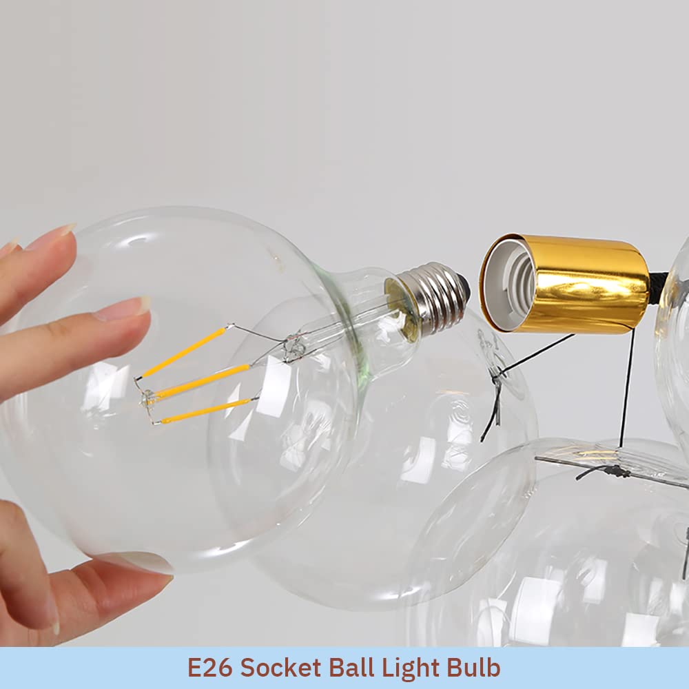 Modern Glass Globe Chandelier - Bubble Ball Pendant Light Fixture with 3 Lights for Bedroom, Living Room, Dining Room & Entrance | Elegant Ceiling Lighting for Home Decor