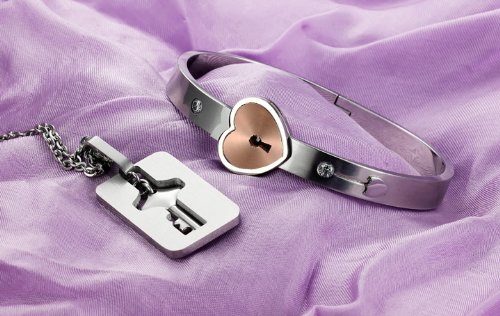 His and Hers Matching Titanium Couple Bracelets - 