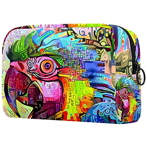 Waterproof Travel Toiletry Bag for Women & Men - Zippered Cosmetic Makeup Organizer Pouch with Parrot Print - Perfect for Vacation, Gym, Camping Essentials