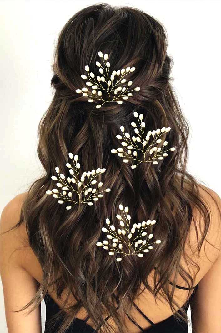 Elegant Pearl Hair Pin Set for Women - Silver Hair Accessories with Floral Design (Pack of 4) | Perfect for Weddings, Parties & Everyday Hairstyles