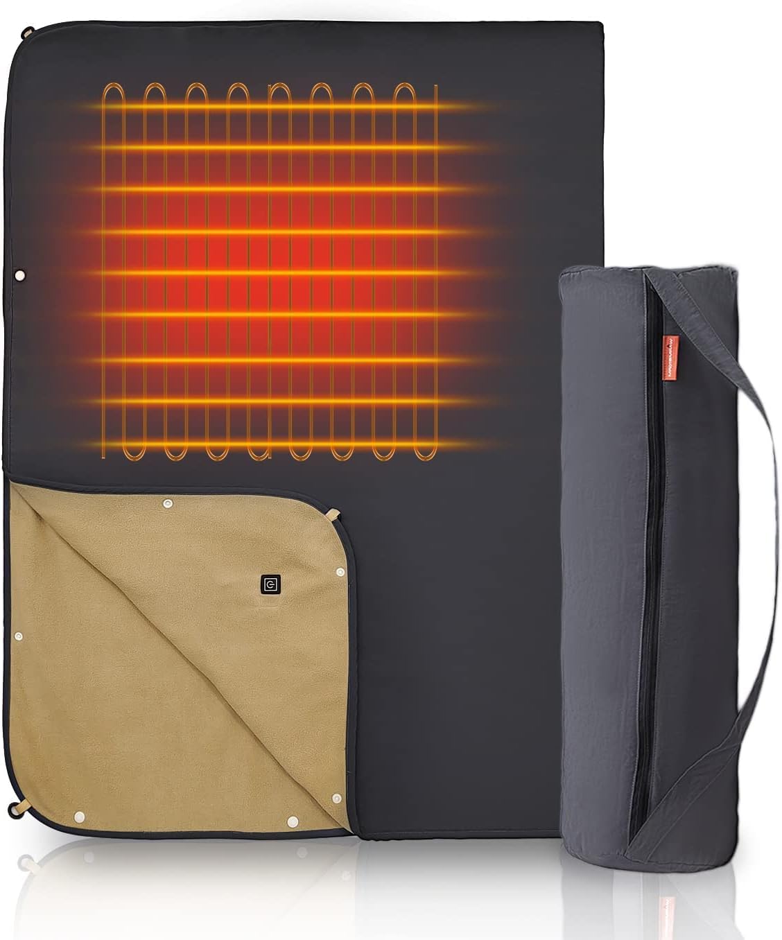 Portable 12V DC Heated Blanket - Battery Operated Electric Warming Blanket for Camping, Travel & Outdoor Use - 37