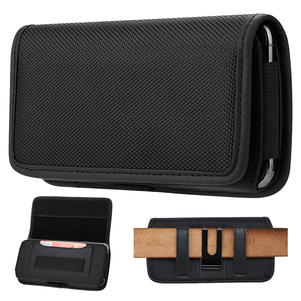 Universal XXL Horizontal Cell Phone Holster with Belt Clip - Compatible with Most Smartphones for Work, Hiking, and Outdoor Activities